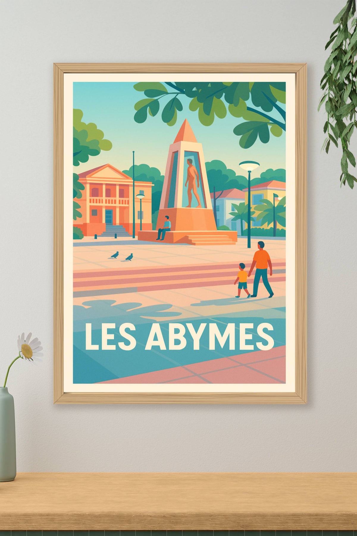 Affiche Les Abymes — L'élégance d'une place ensoleillée · poster d'art de Les Abymes