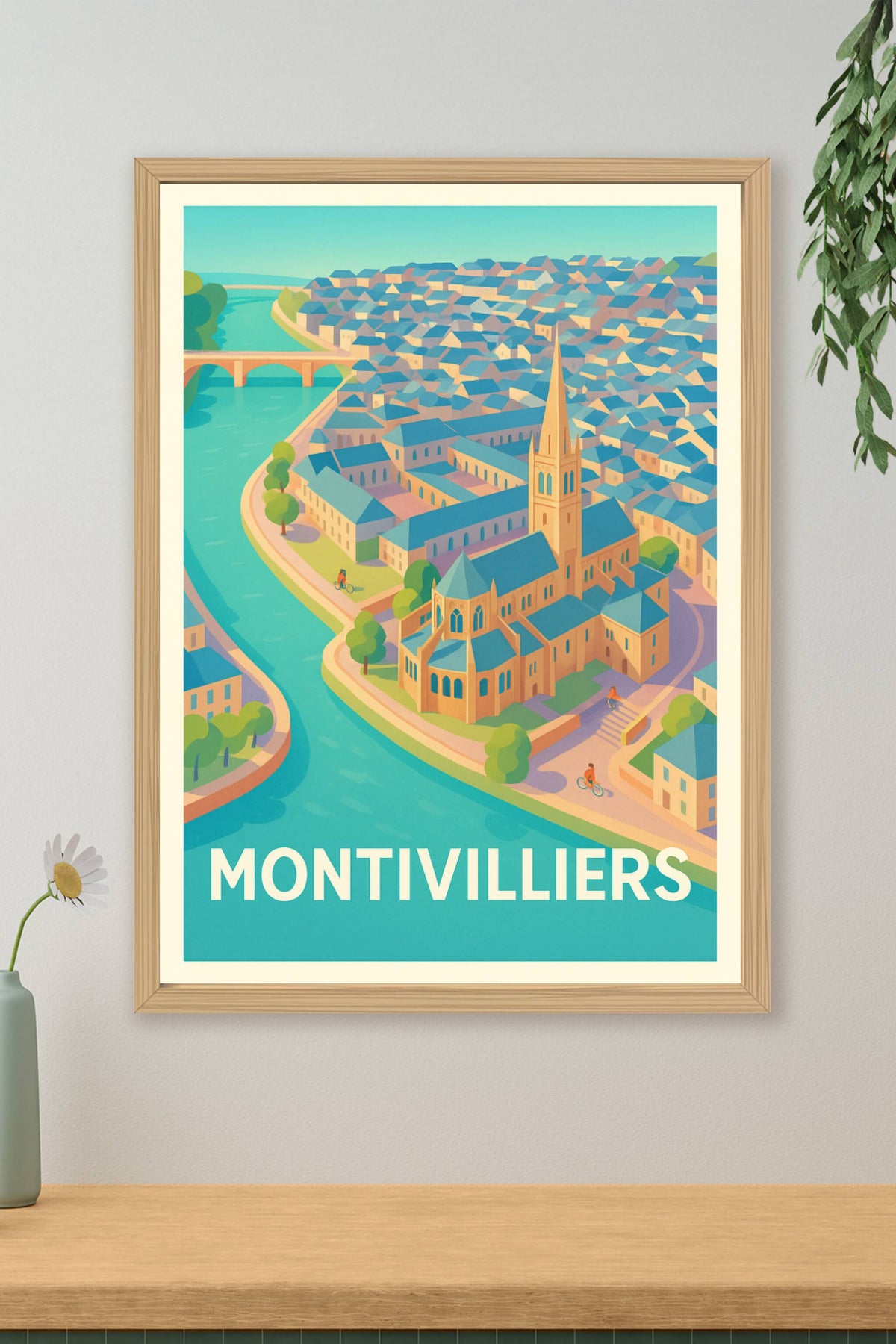 Affiche Montvilliers — Charme et sérénité au fil de l'eau · poster d'art de Montvilliers