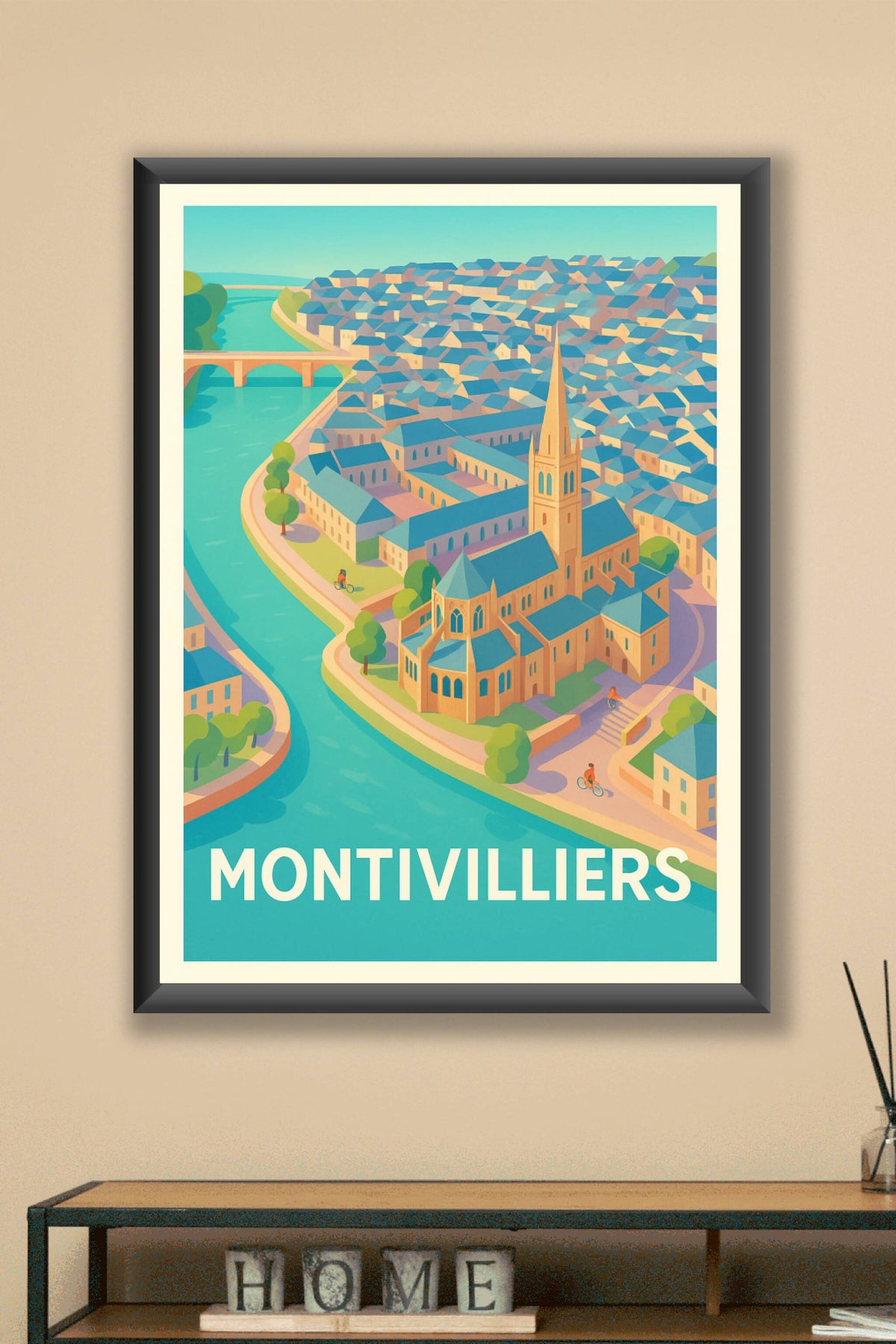 Affiche Montvilliers — Charme et sérénité au fil de l'eau · poster d'art de Montvilliers