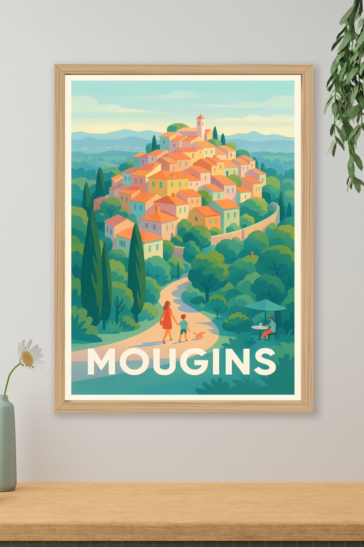 Affiche Mougins — Promenade au cœur d'un village provençal · poster d'art de Mougins