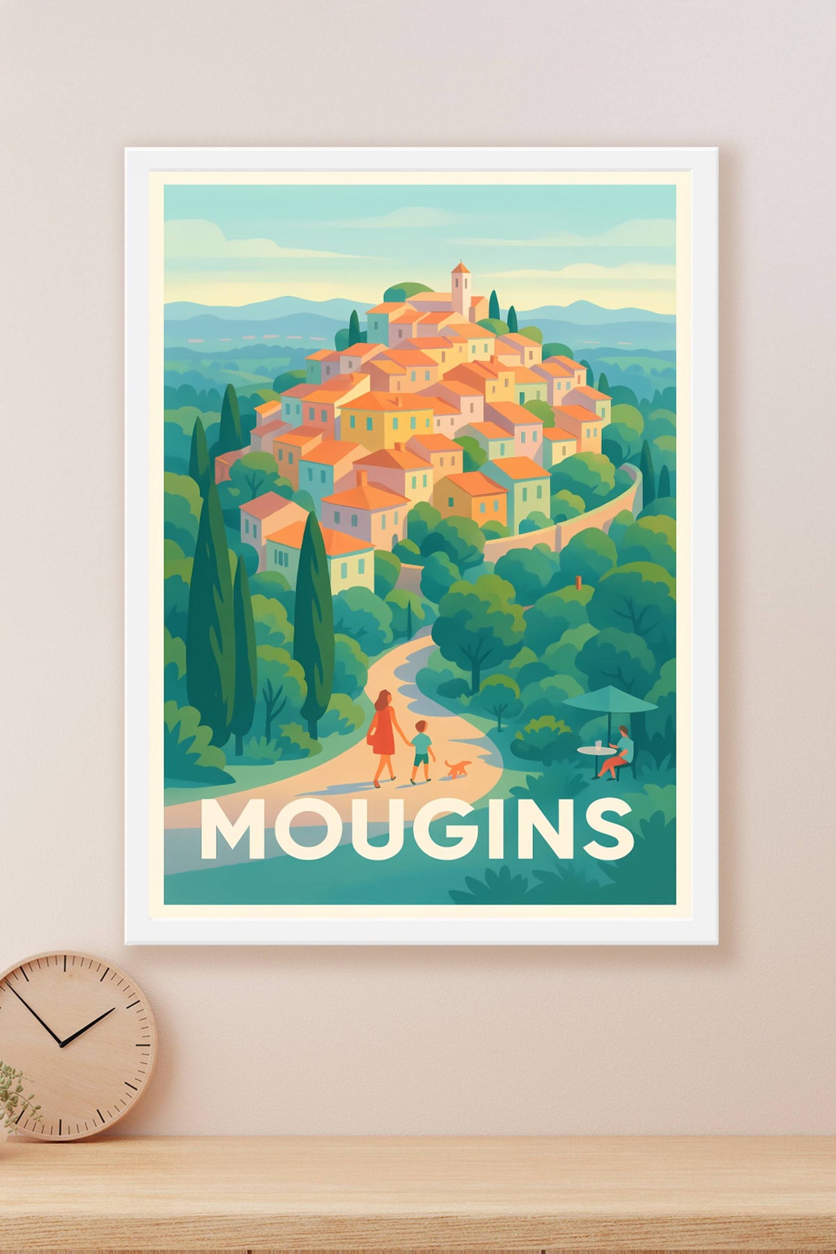 Affiche Mougins — Promenade au cœur d'un village provençal · poster d'art de Mougins