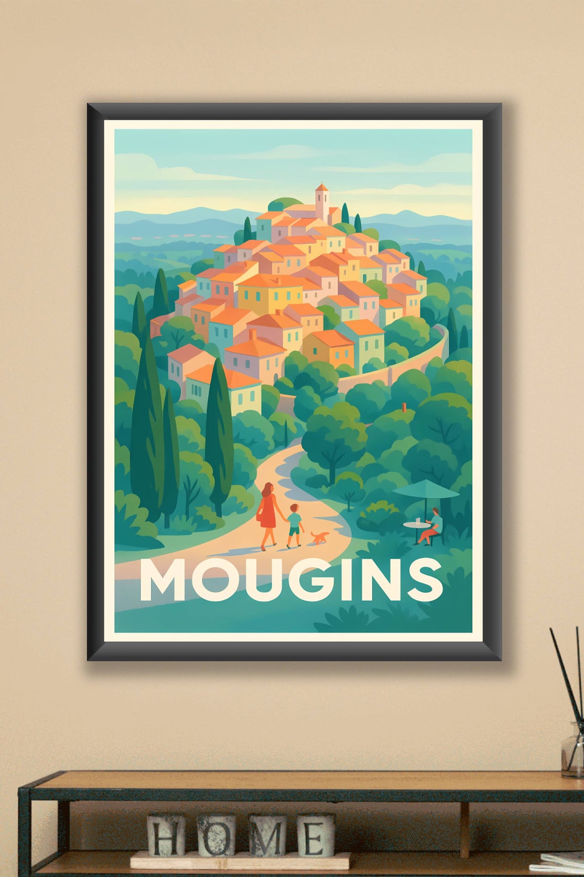 Affiche Mougins — Promenade au cœur d'un village provençal · poster d'art de Mougins