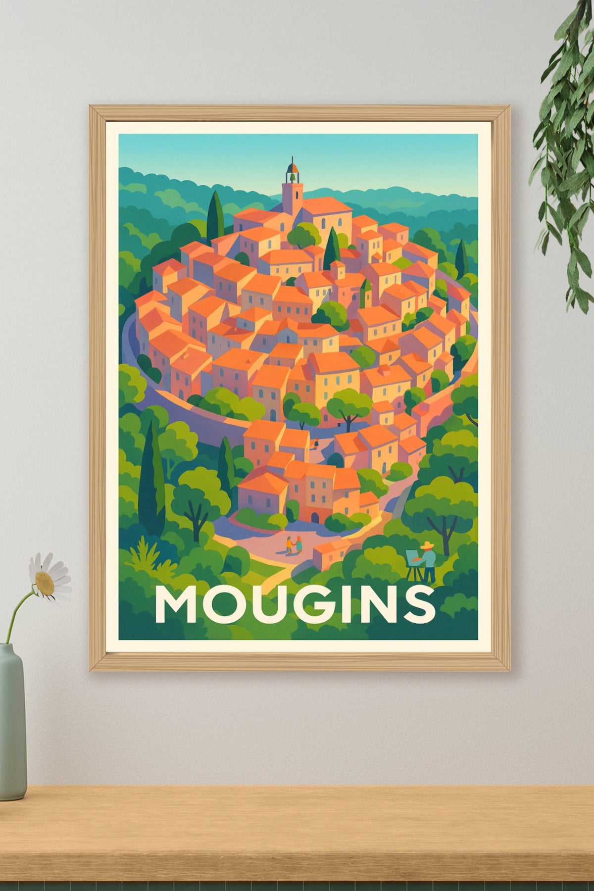 Affiche Mougins — Le charme méditerranéen en couleurs · poster d'art de Mougins