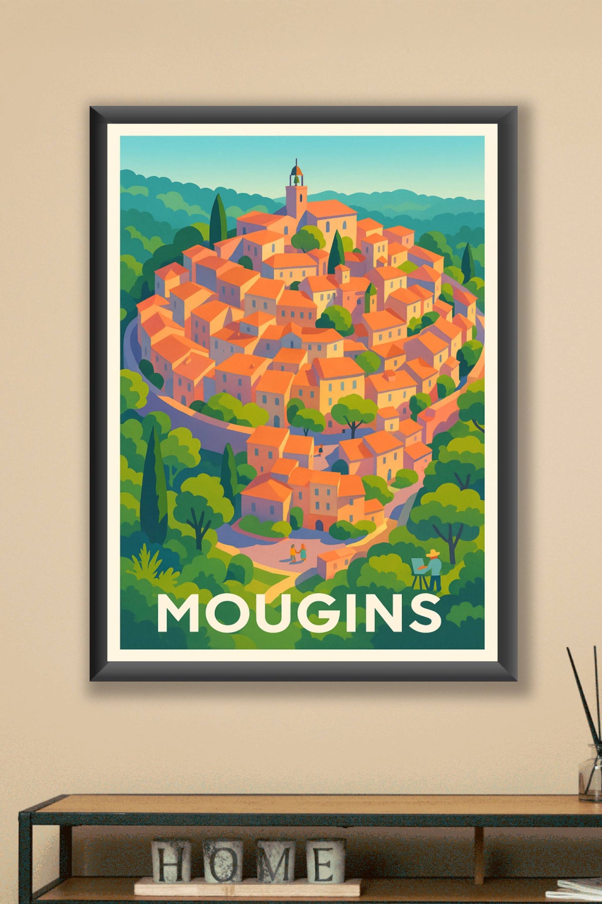 Affiche Mougins — Le charme méditerranéen en couleurs · poster d'art de Mougins