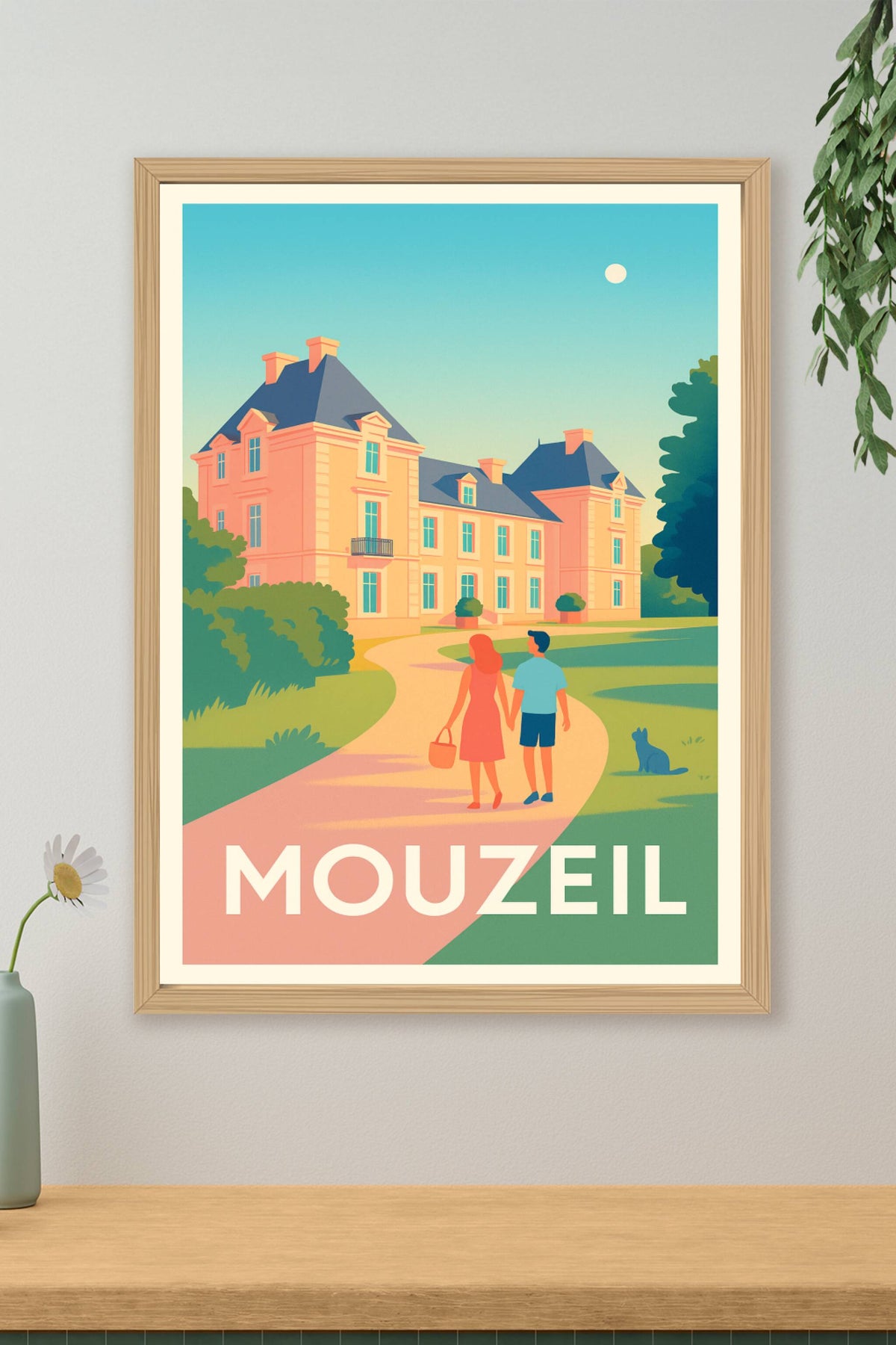 Affiche Mouzeil — Promenade romantique au château · poster d'art de Mouzeil