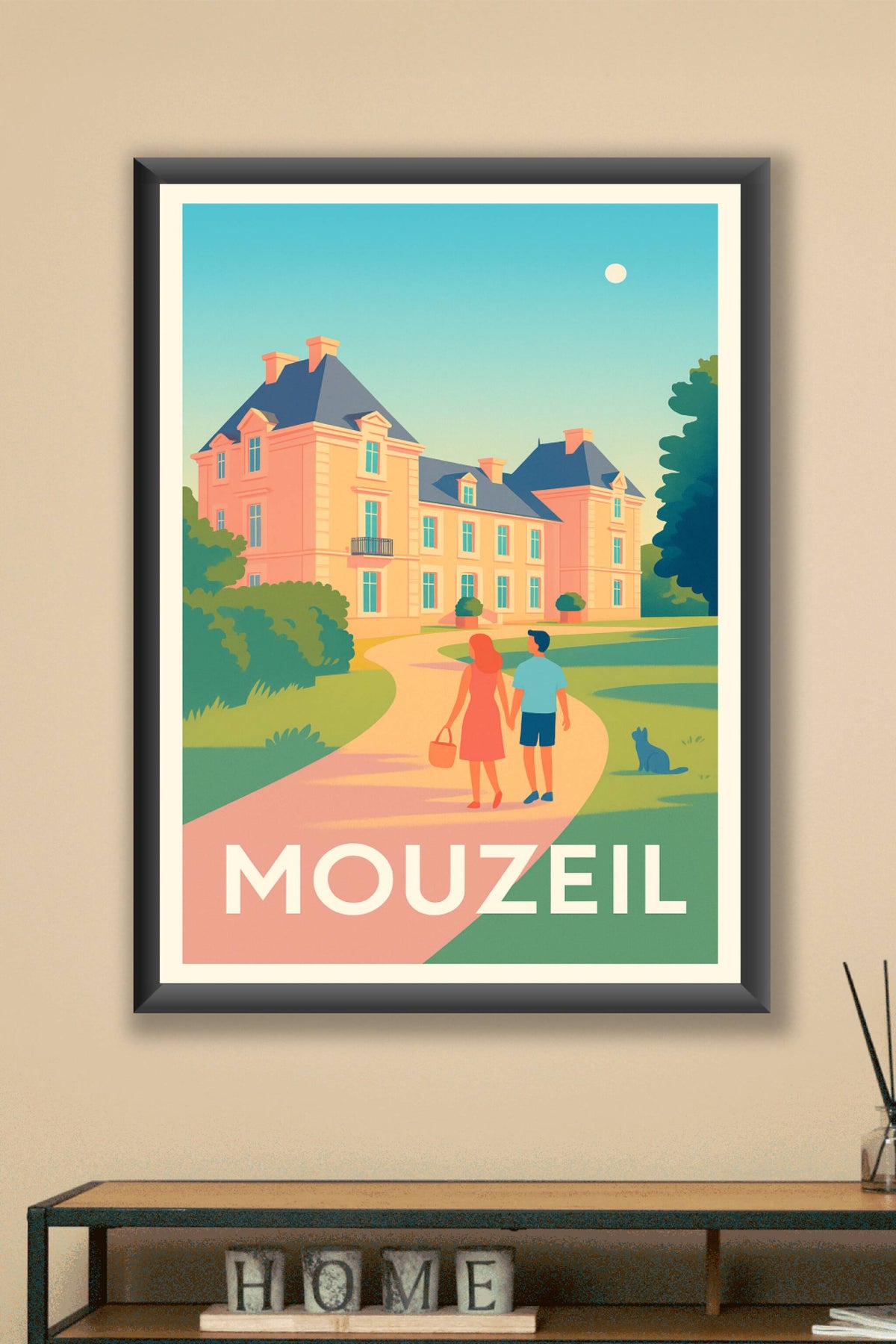 Affiche Mouzeil — Promenade romantique au château · poster d'art de Mouzeil