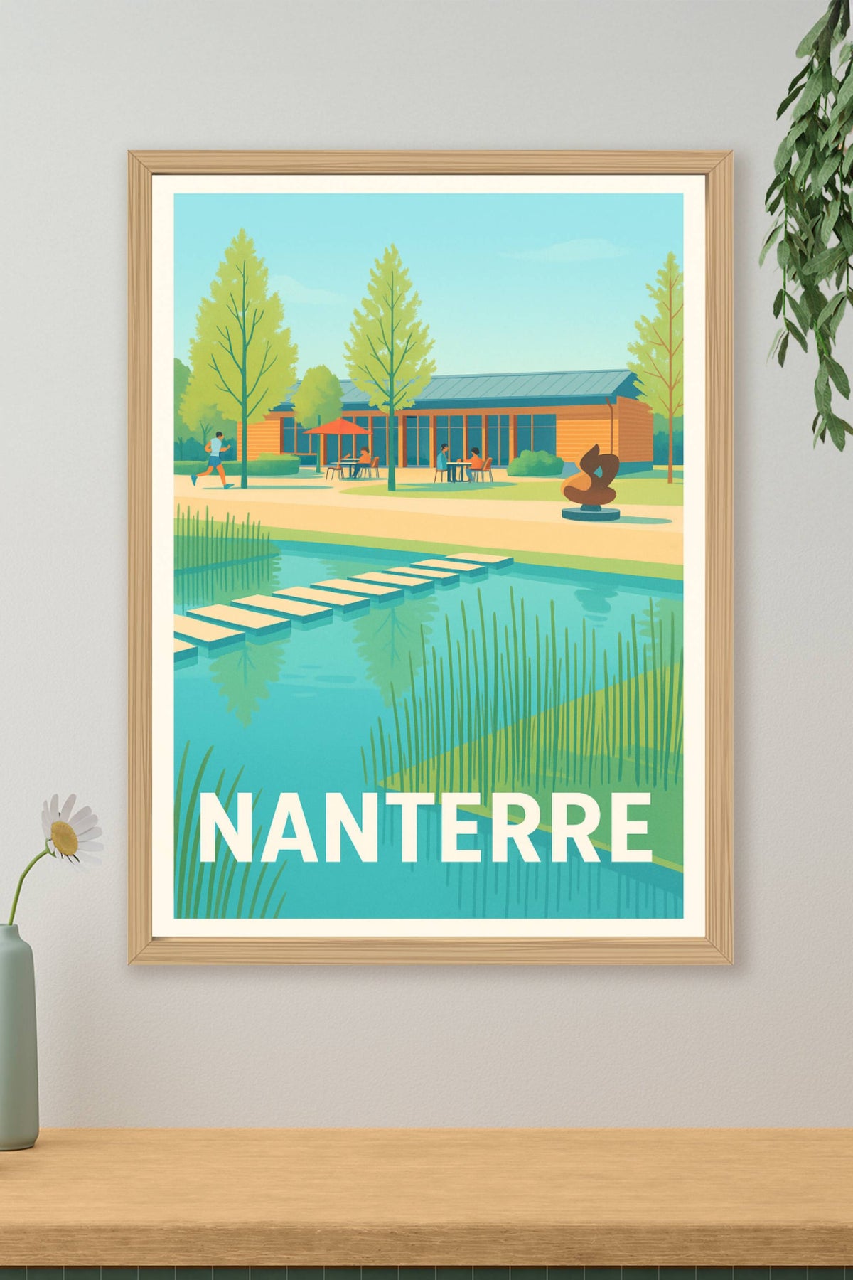 Affiche Nanterre — Tranquillité au bord de l'eau · poster d'art de Nanterre