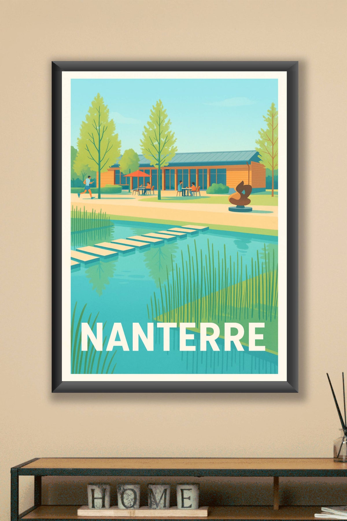 Affiche Nanterre — Tranquillité au bord de l'eau · poster d'art de Nanterre