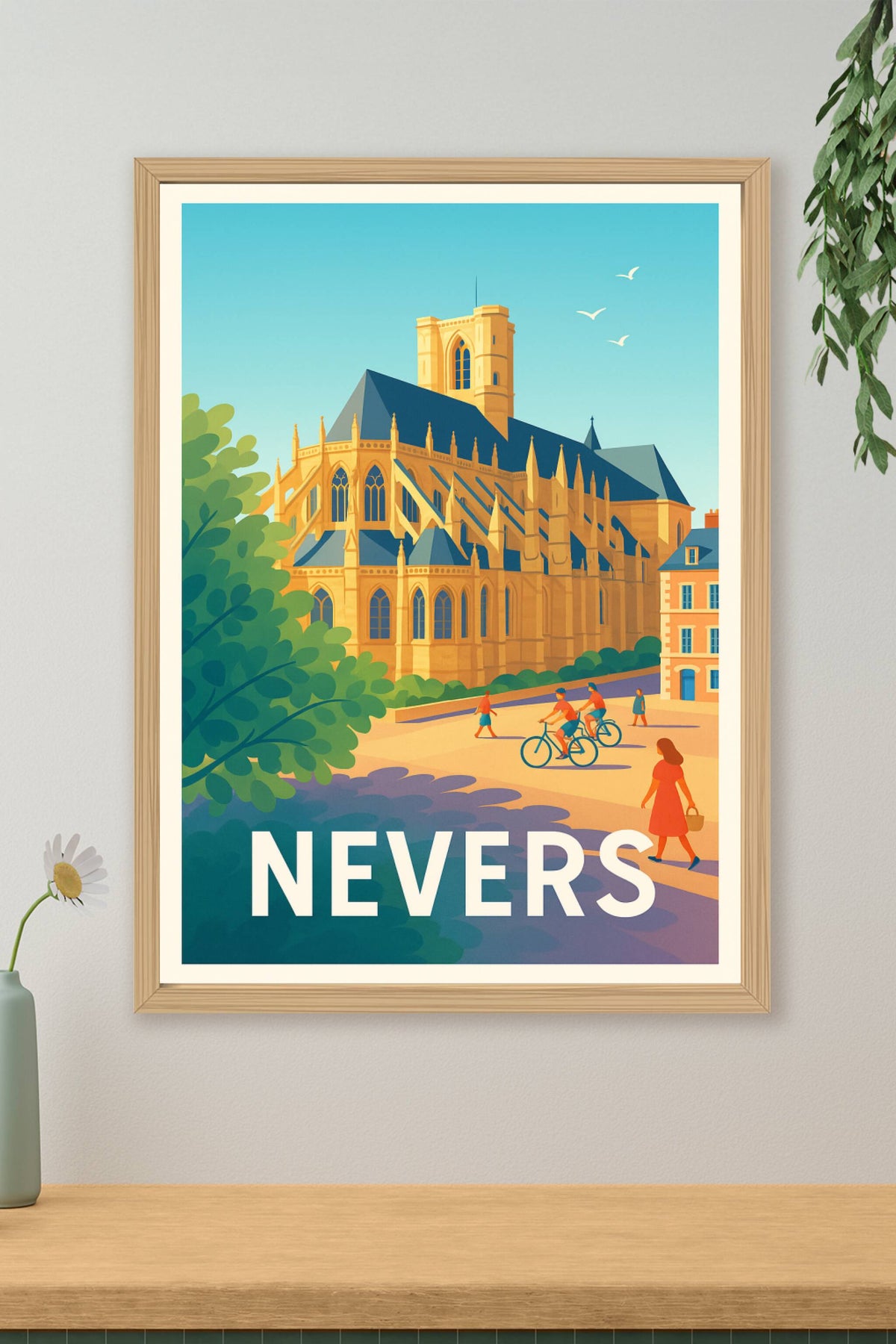 Affiche Nevers — L'élégance gothique en plein cœur de la ville · poster d'art de Nevers