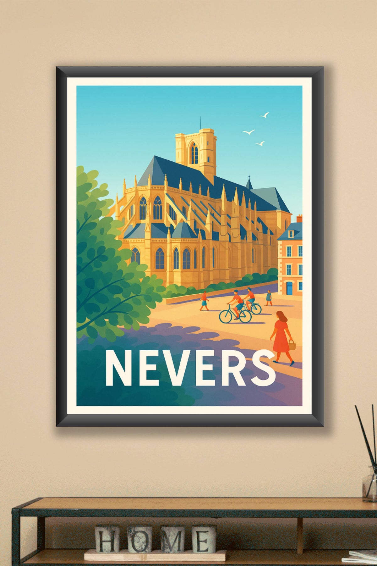 Affiche Nevers — L'élégance gothique en plein cœur de la ville · poster d'art de Nevers