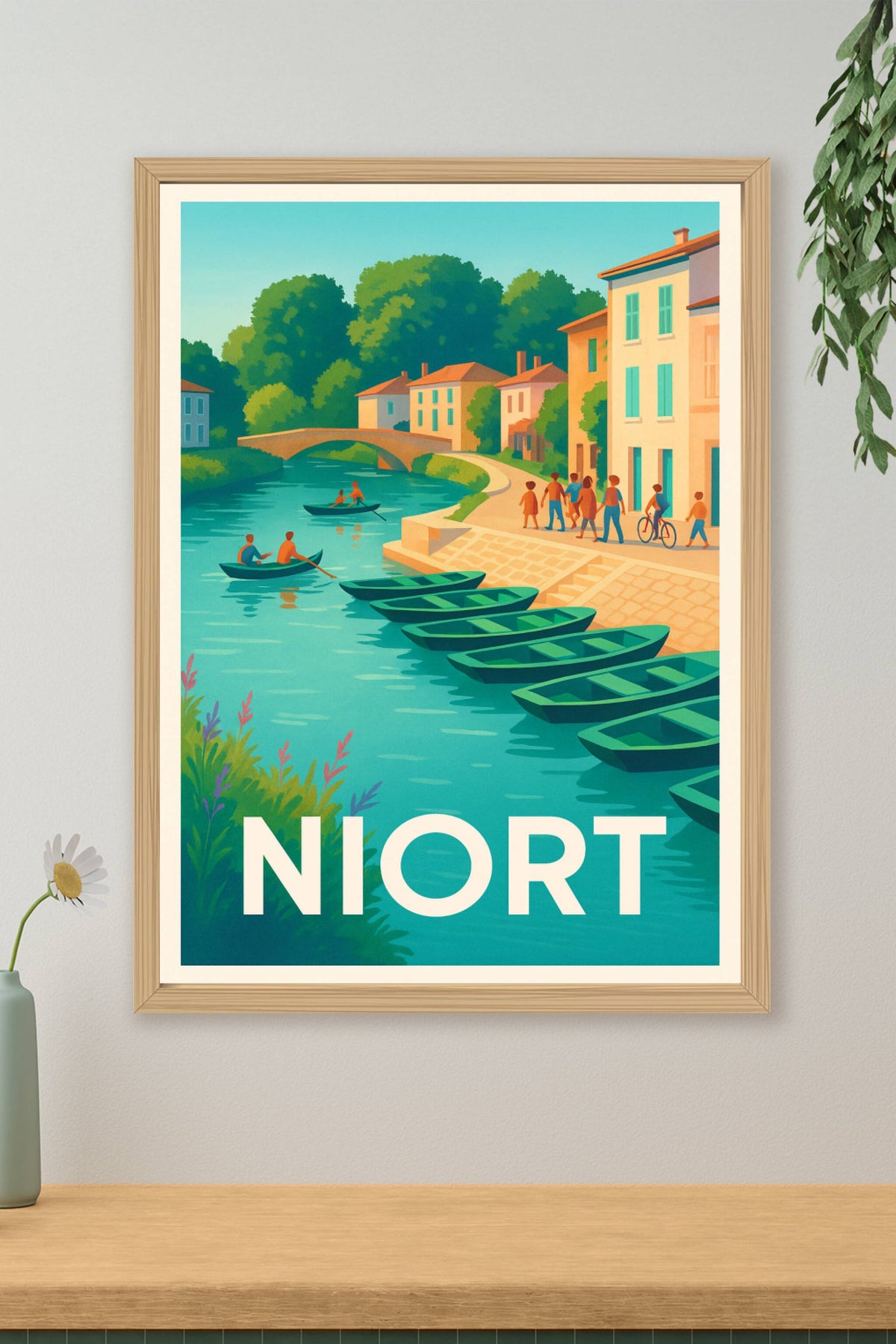 Affiche Niort — Charme et sérénité au fil de l'eau · poster d'art de Niort