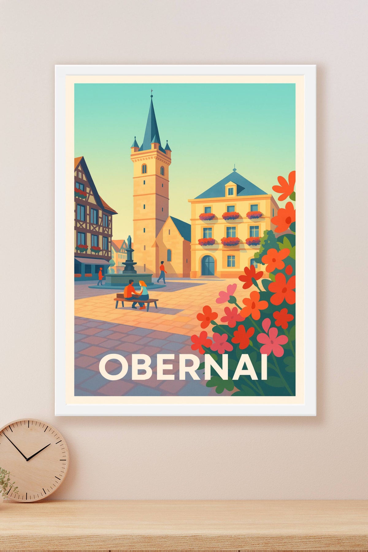 Affiche Obernai — Charme et couleurs d'une ville alsacienne · poster d'art de Obernai