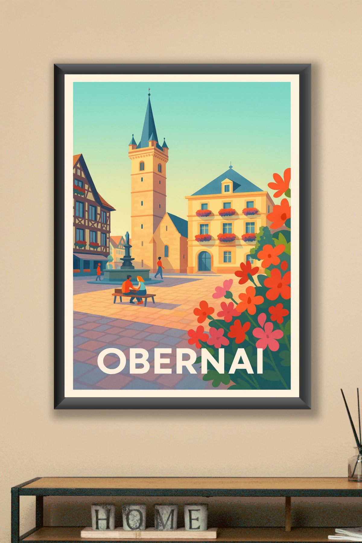 Affiche Obernai — Charme et couleurs d'une ville alsacienne · poster d'art de Obernai
