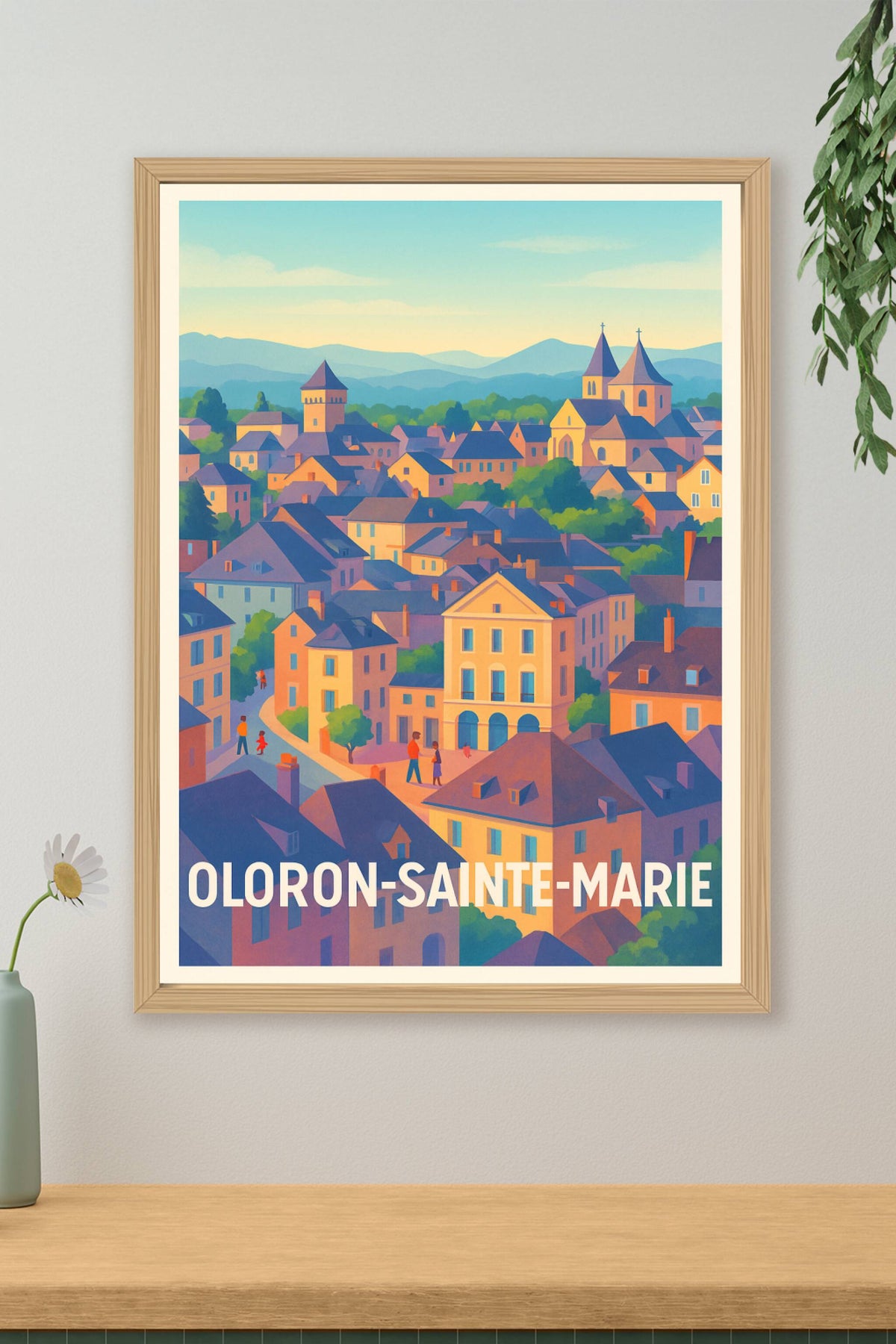 Affiche Oloron-Sainte-Marie — Charme et douceur de vie pyrénéenne · poster d'art de Oloron-Sainte-Marie