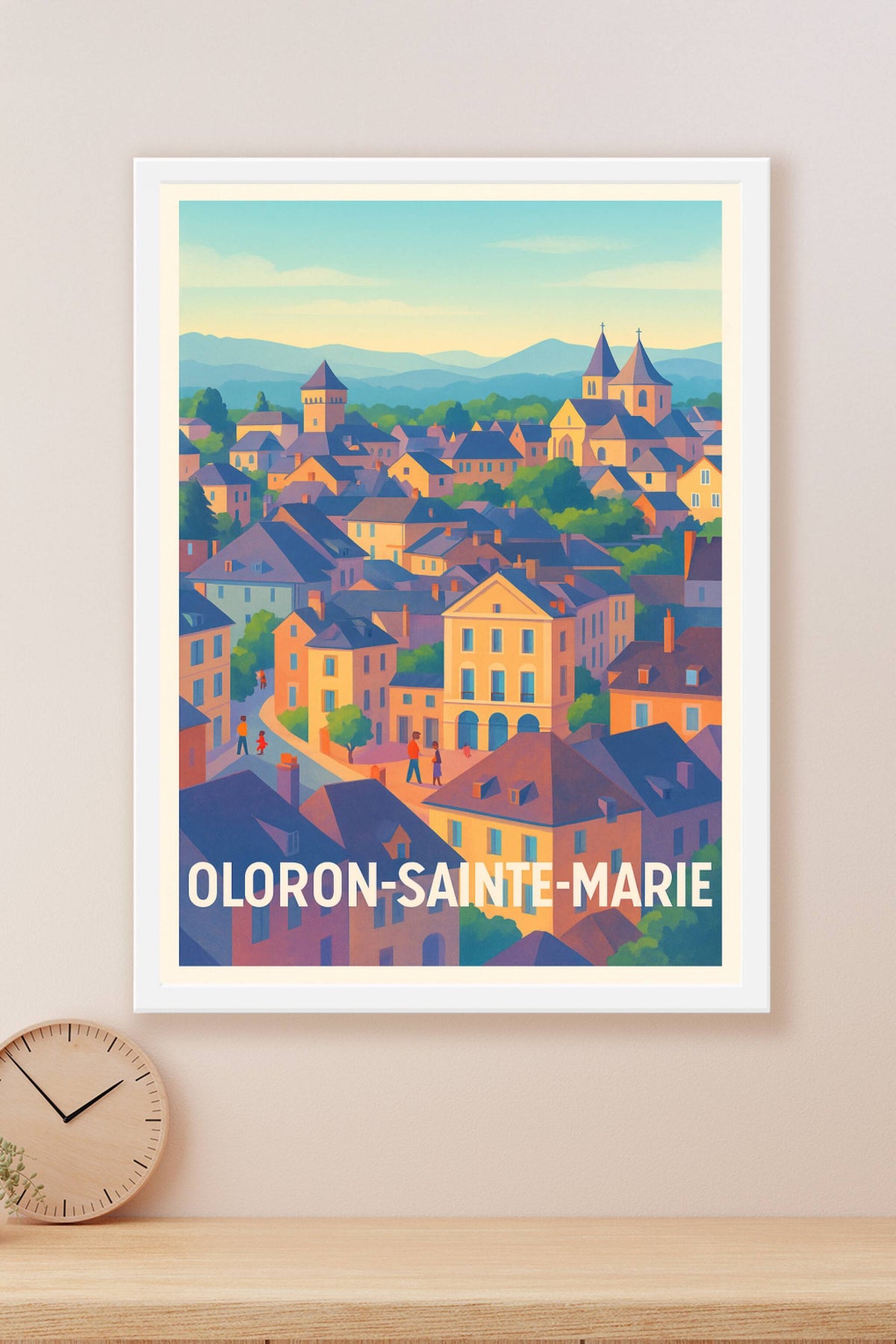 Affiche Oloron-Sainte-Marie — Charme et douceur de vie pyrénéenne · poster d'art de Oloron-Sainte-Marie
