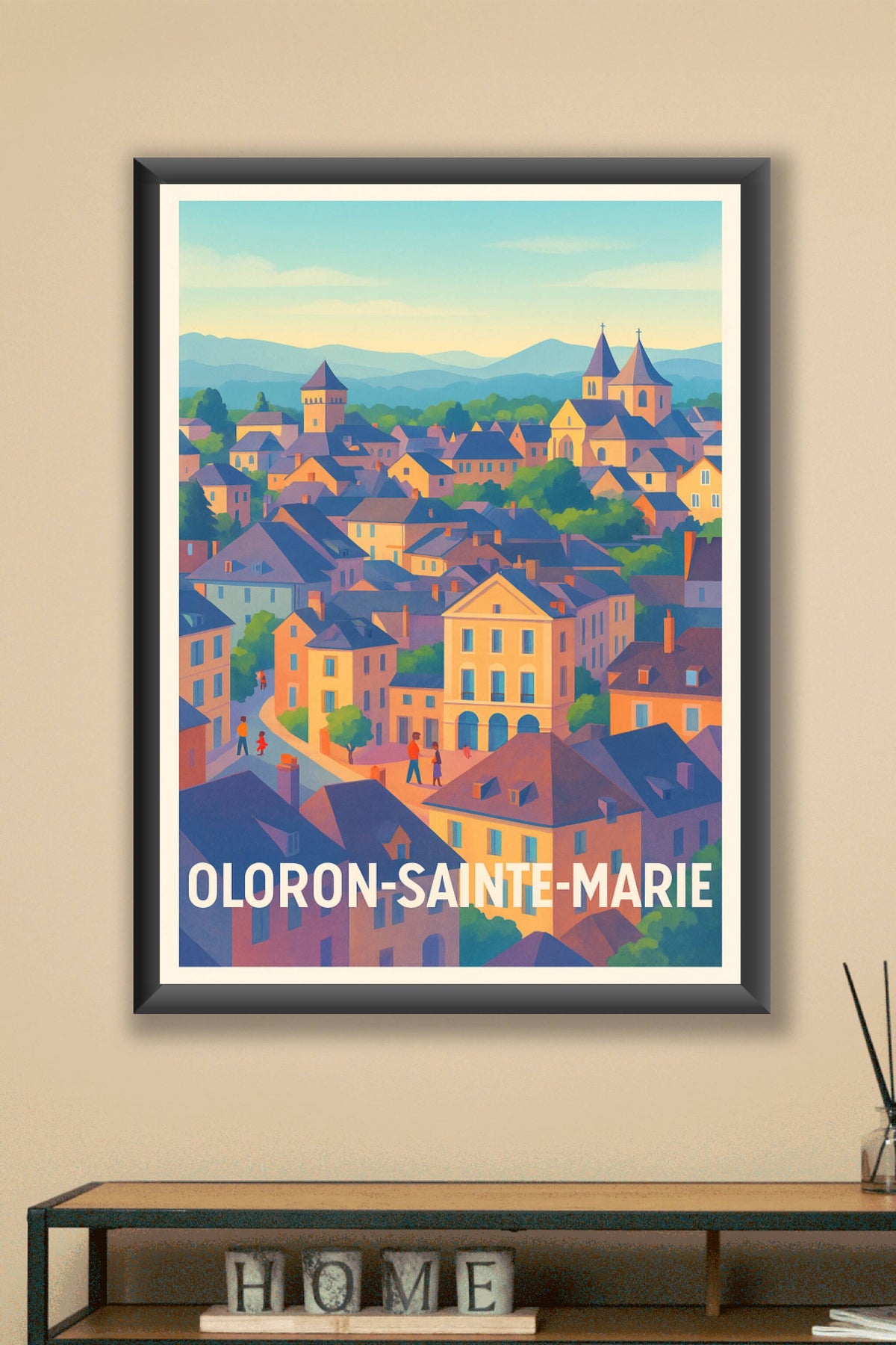 Affiche Oloron-Sainte-Marie — Charme et douceur de vie pyrénéenne · poster d'art de Oloron-Sainte-Marie