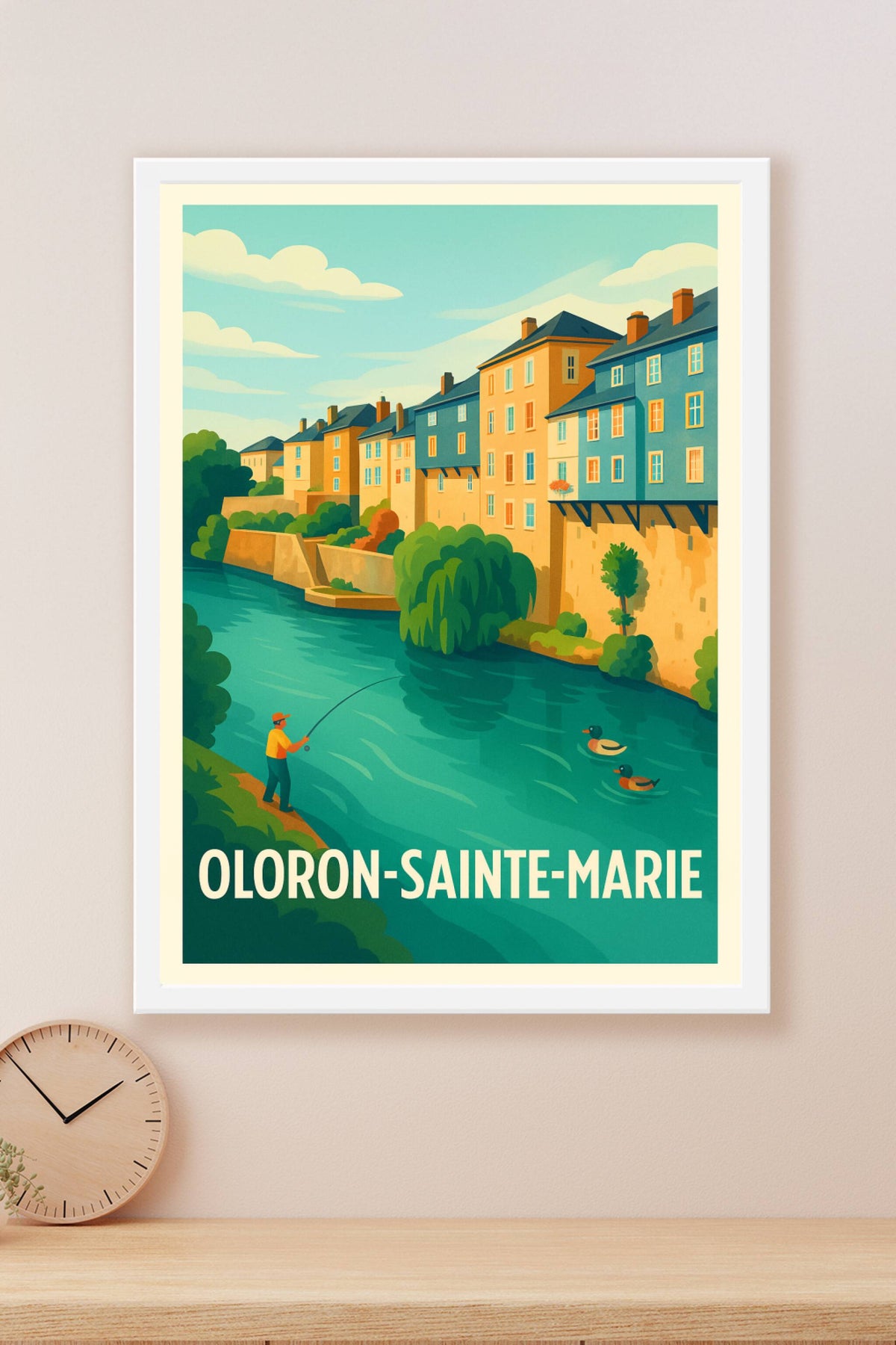 Affiche Oloron-Sainte-Marie — Charme paisible au bord de l'eau · poster d'art de Oloron-Sainte-Marie