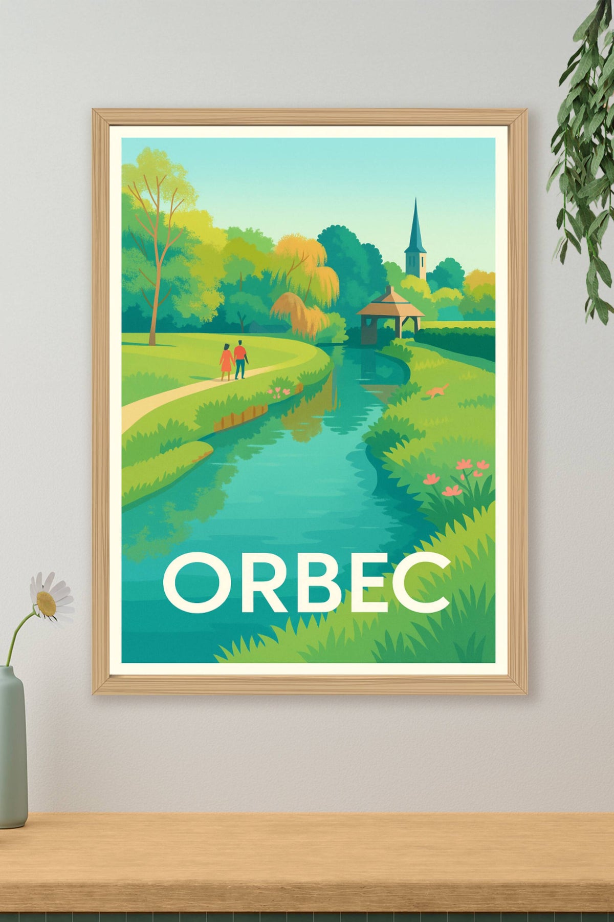 Affiche Orbec — Promenade bucolique au fil de l'eau · poster d'art de Orbec