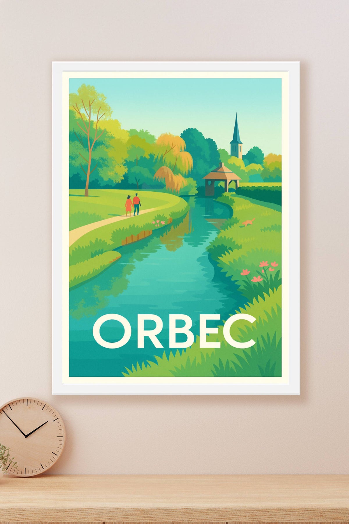 Affiche Orbec — Promenade bucolique au fil de l'eau · poster d'art de Orbec