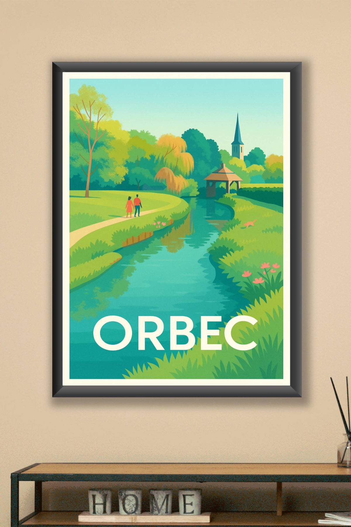 Affiche Orbec — Promenade bucolique au fil de l'eau · poster d'art de Orbec
