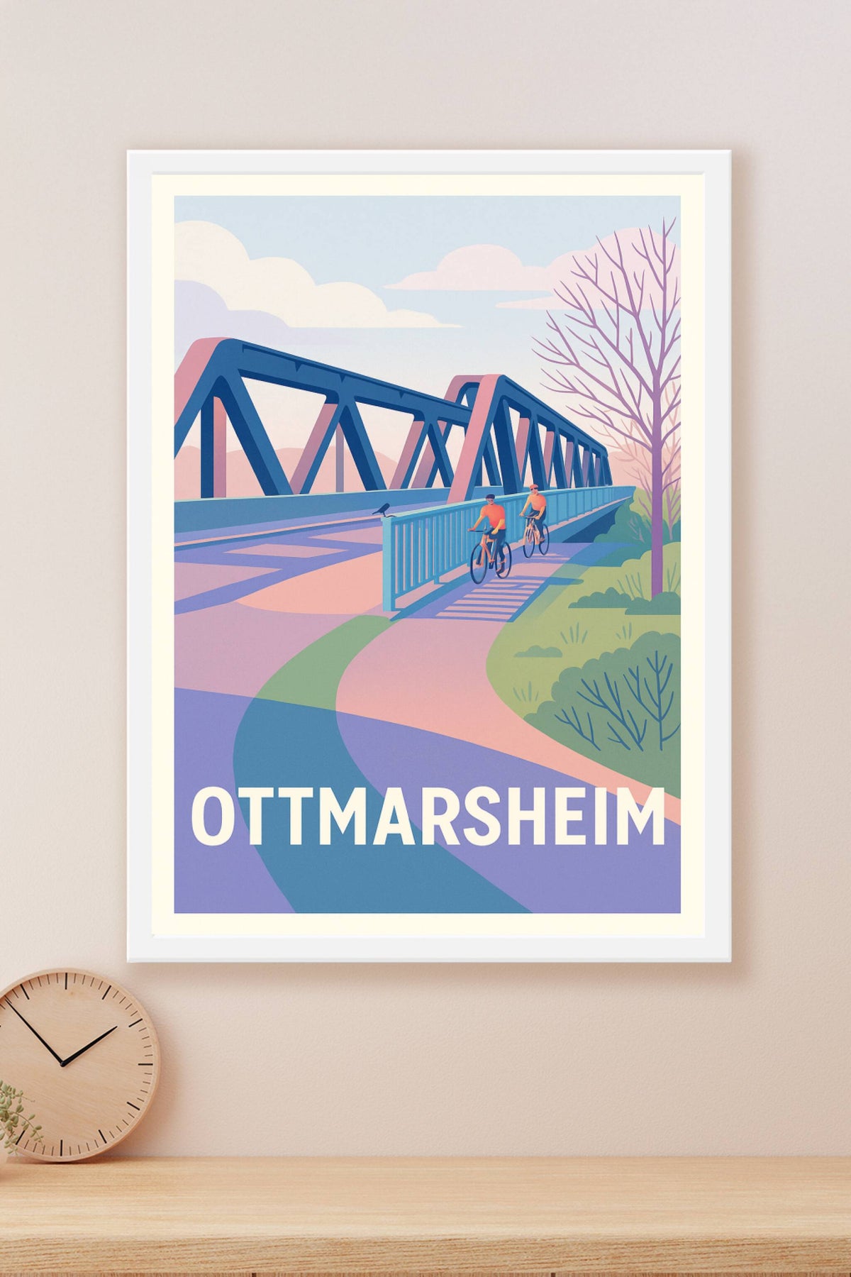 Affiche Ottmarsheim — Balade à vélo entre nature et architecture · poster d'art de Ottmarsheim