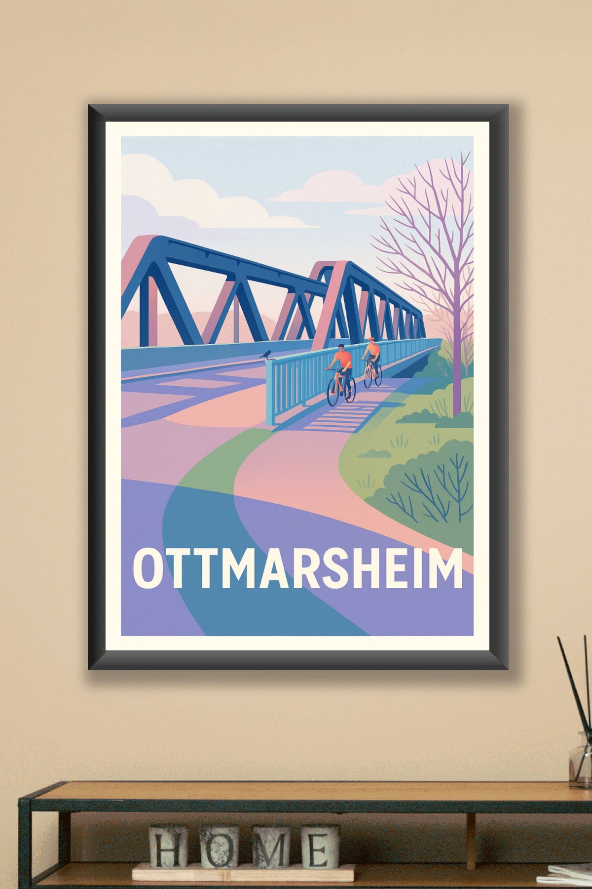 Affiche Ottmarsheim — Balade à vélo entre nature et architecture · poster d'art de Ottmarsheim
