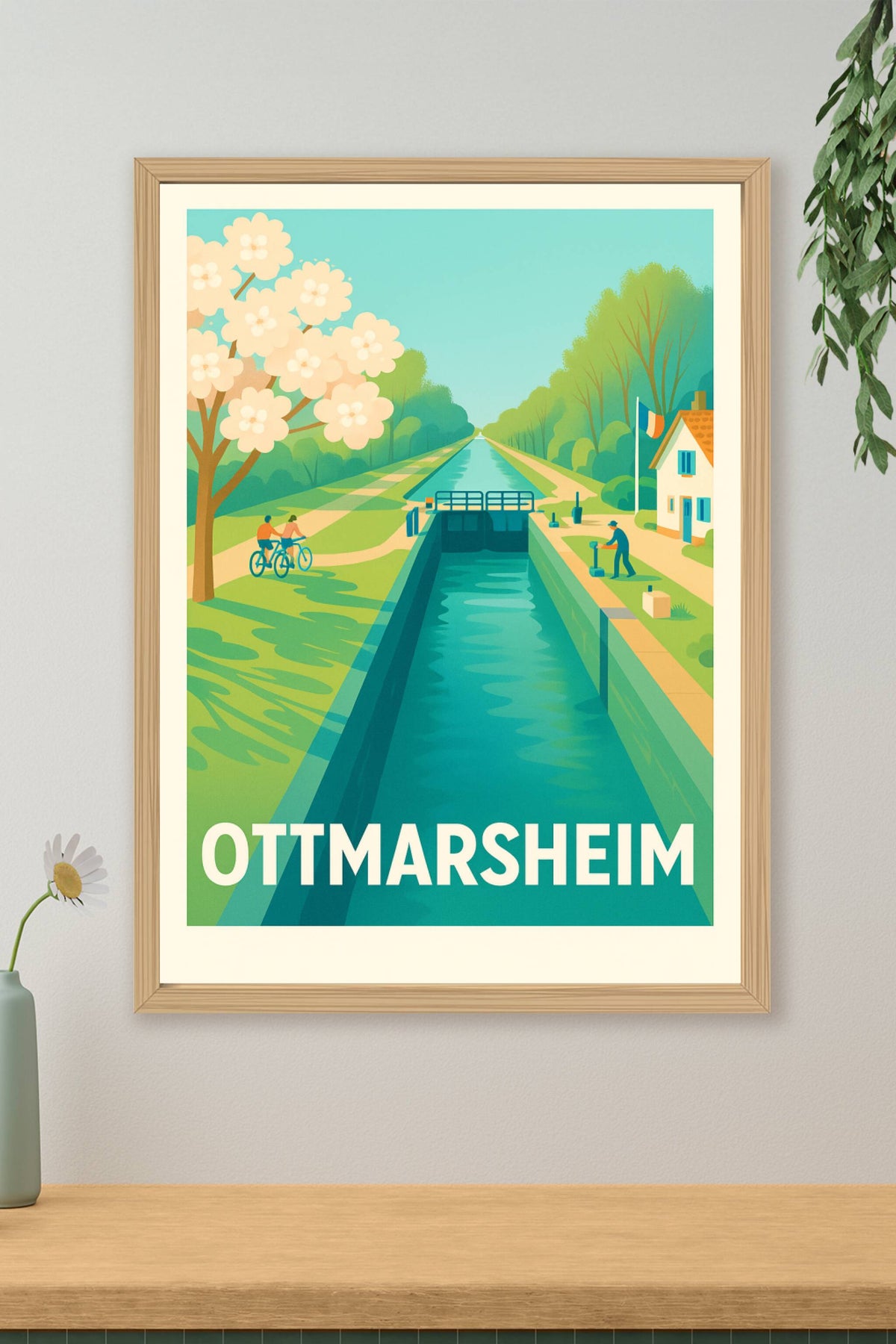 Affiche Ottmarsheim — Sérénité au fil de l'eau · poster d'art de Ottmarsheim