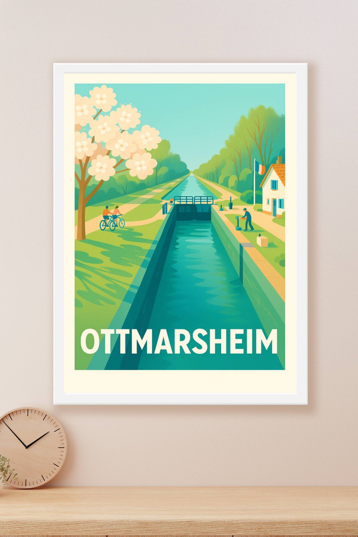Affiche Ottmarsheim — Sérénité au fil de l'eau · poster d'art de Ottmarsheim