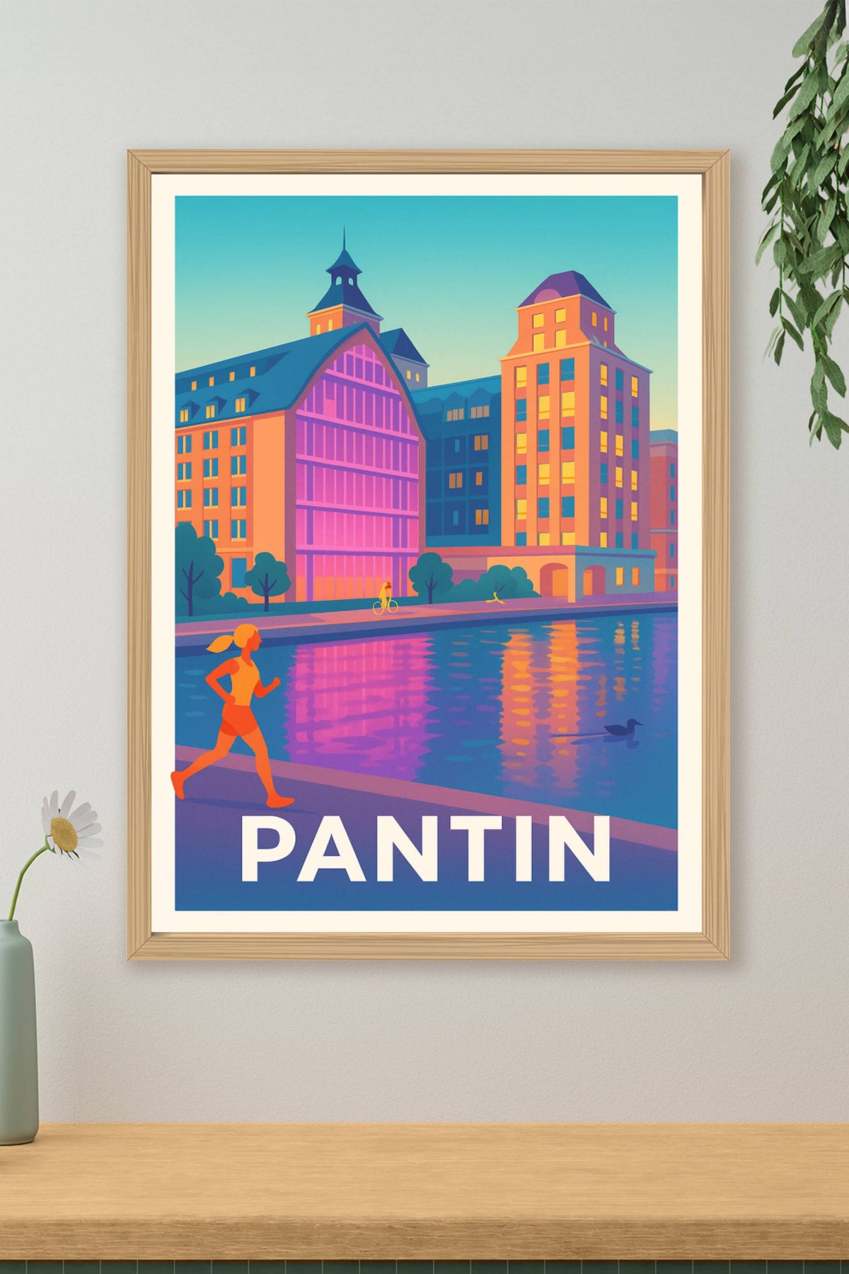 Affiche Pantin — Évasion urbaine au bord de l'eau · poster d'art de Pantin