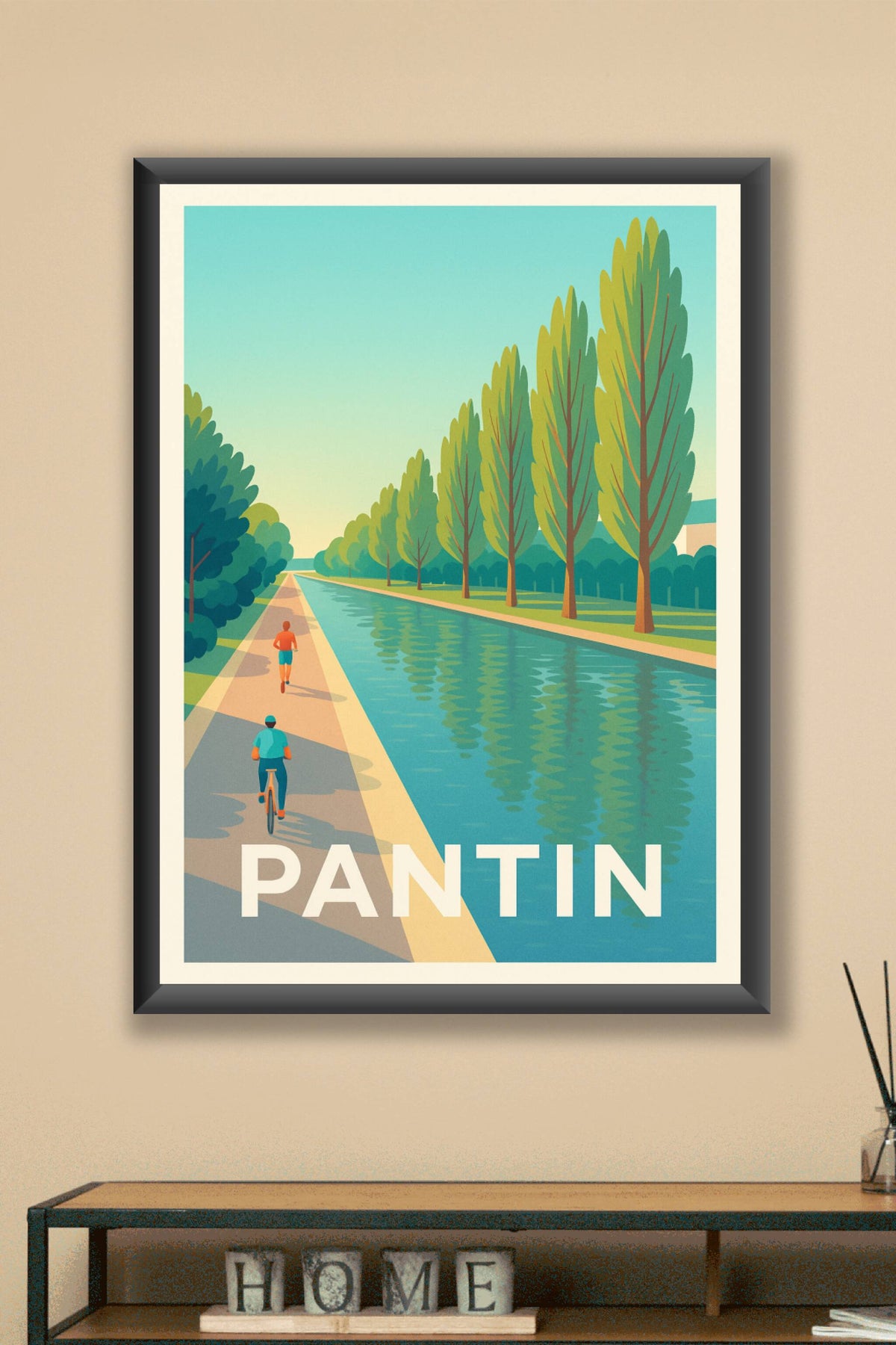Affiche Pantin — Promenade au bord du canal · poster d'art de Pantin