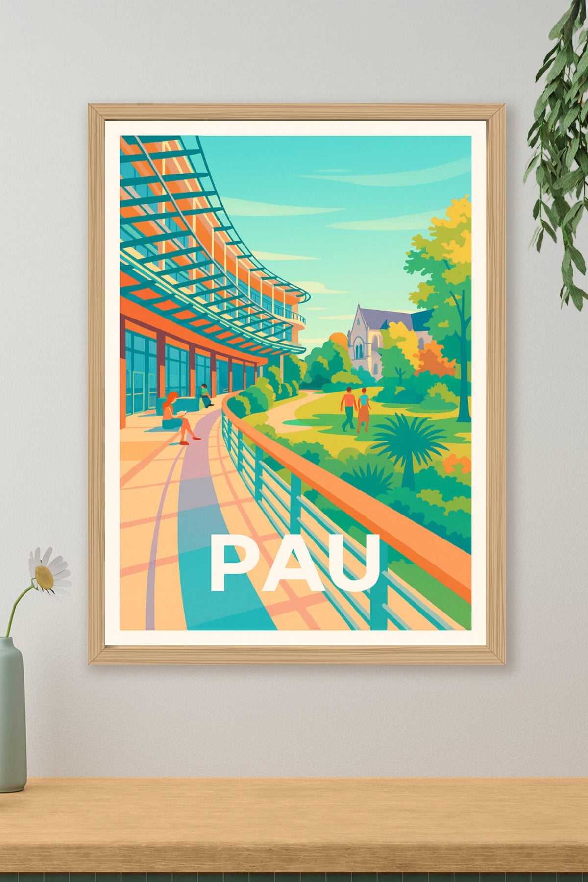 Affiche Pau — Promenade ensoleillée au cœur de la ville · poster d'art de Pau