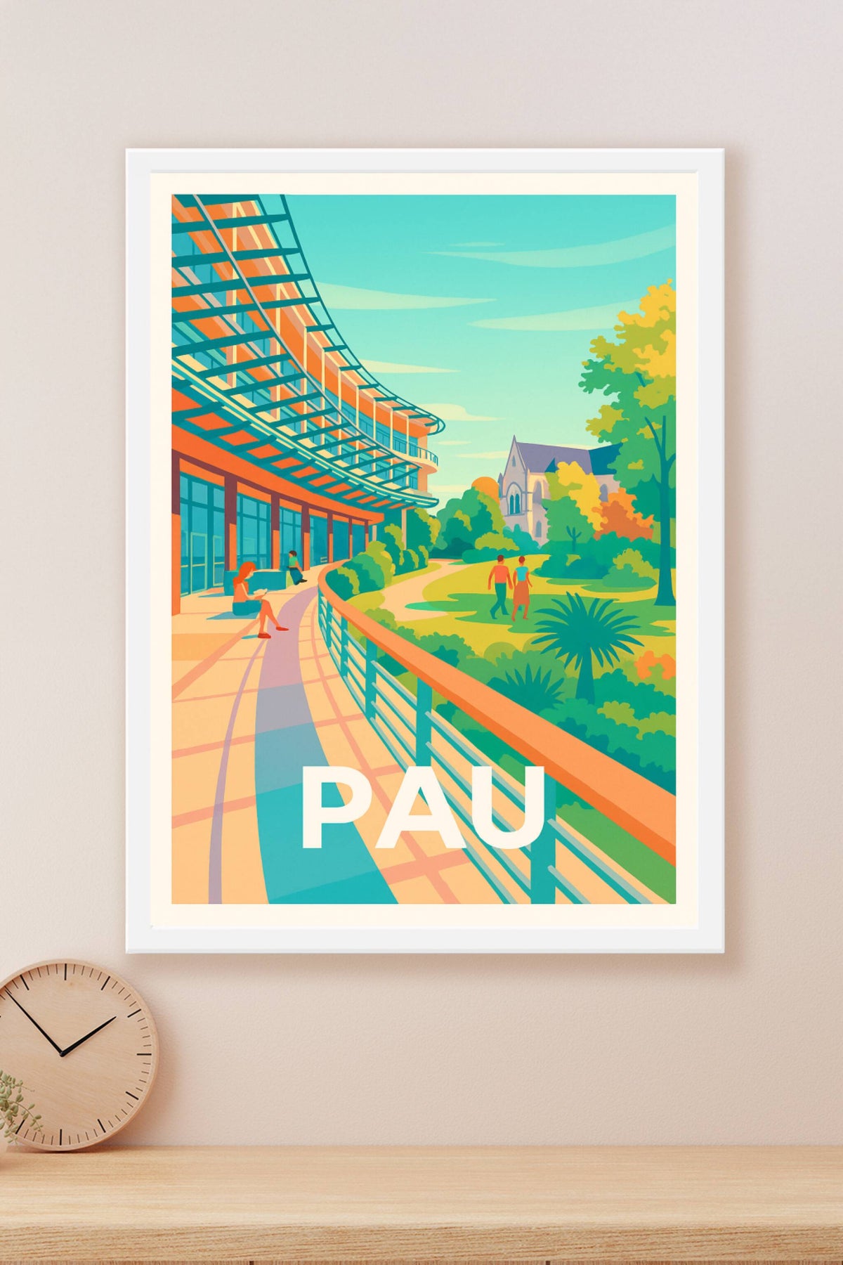 Affiche Pau — Promenade ensoleillée au cœur de la ville · poster d'art de Pau