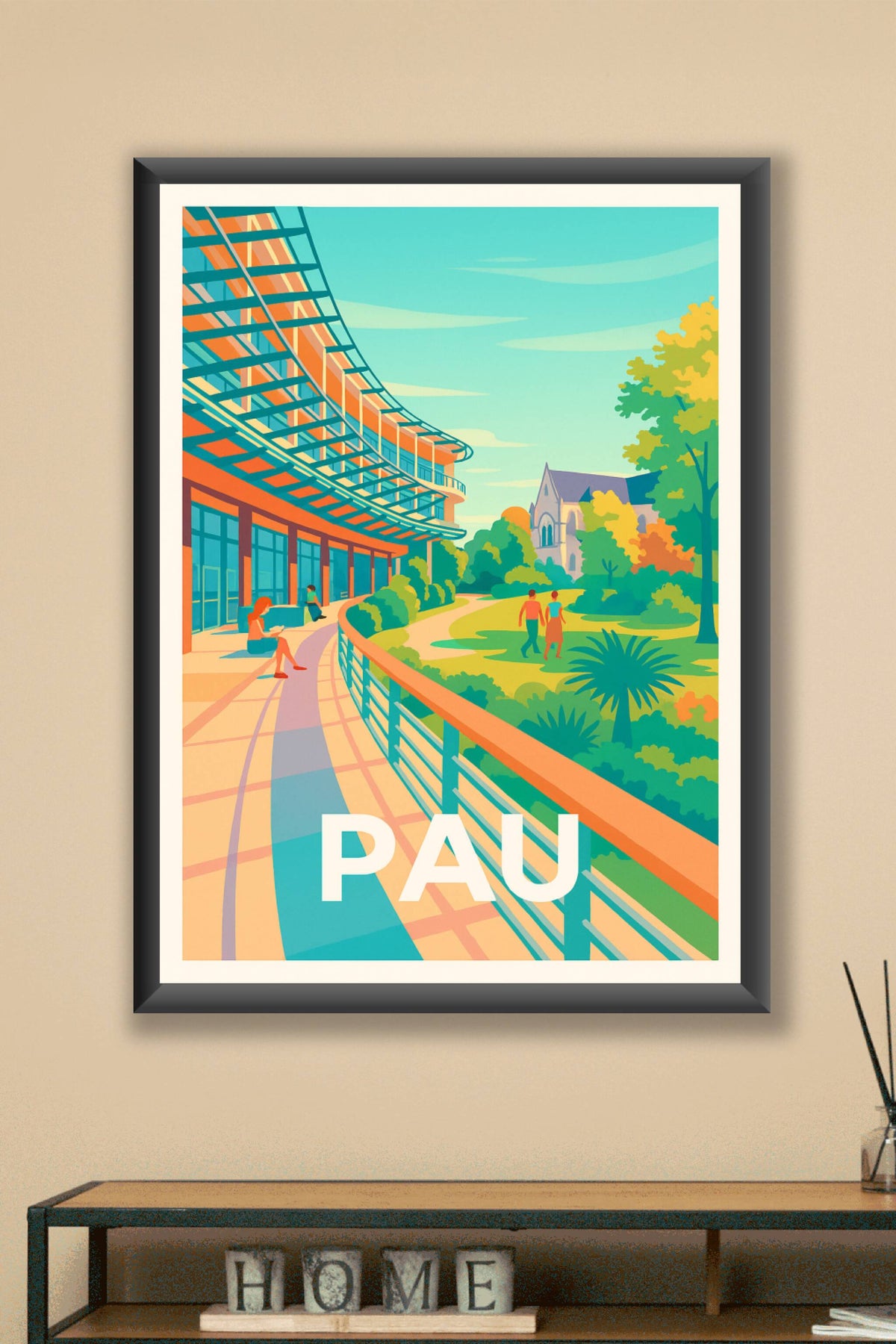 Affiche Pau — Promenade ensoleillée au cœur de la ville · poster d'art de Pau