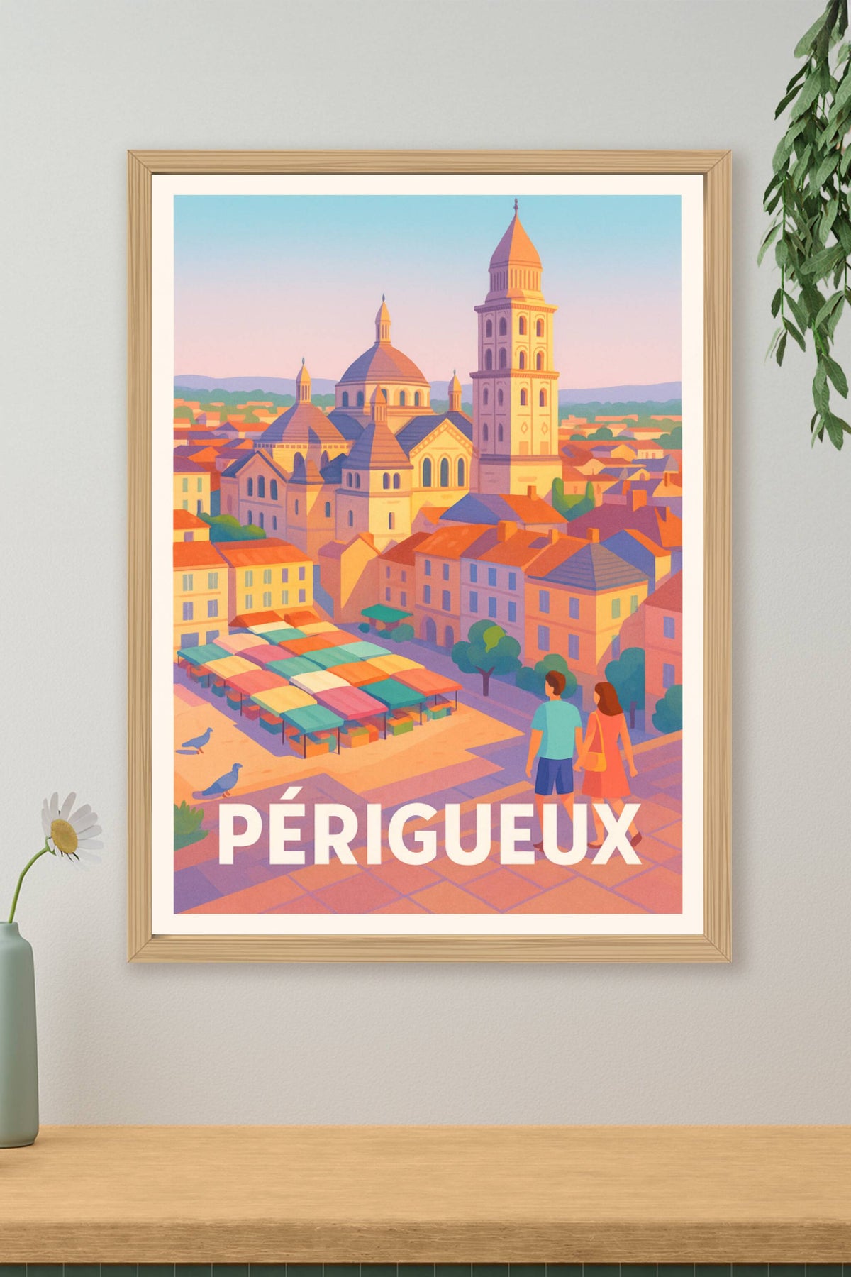 Affiche Périgueux — Lumière douce sur la ville historique · poster d'art de Périgueux