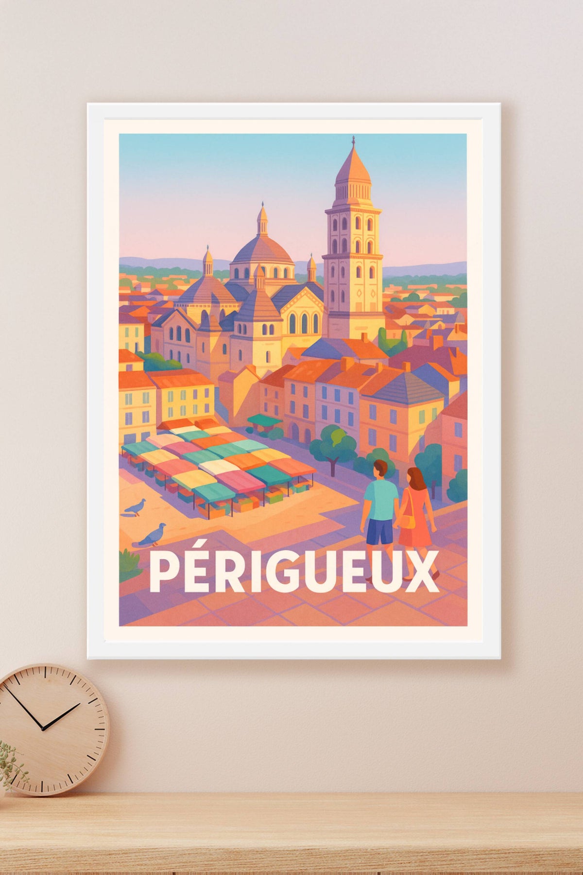 Affiche Périgueux — Lumière douce sur la ville historique · poster d'art de Périgueux