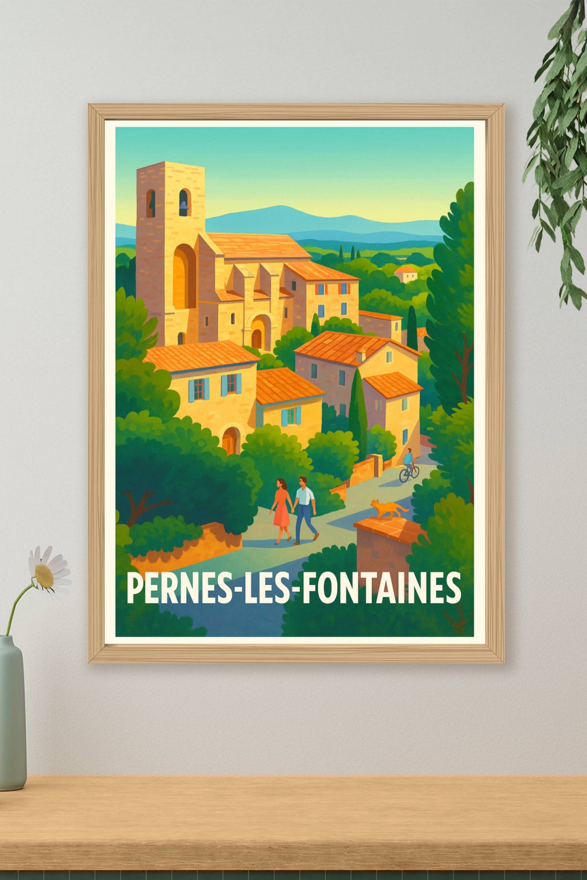 Affiche Pernes-les-Fontaines — Sérénité et charme provençal · poster d'art de Pernes-les-Fontaines