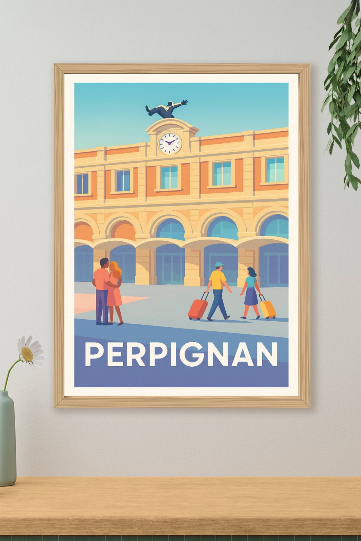 Affiche Perpignan — Charme et voyage au cœur de la gare · poster d'art de Perpignan