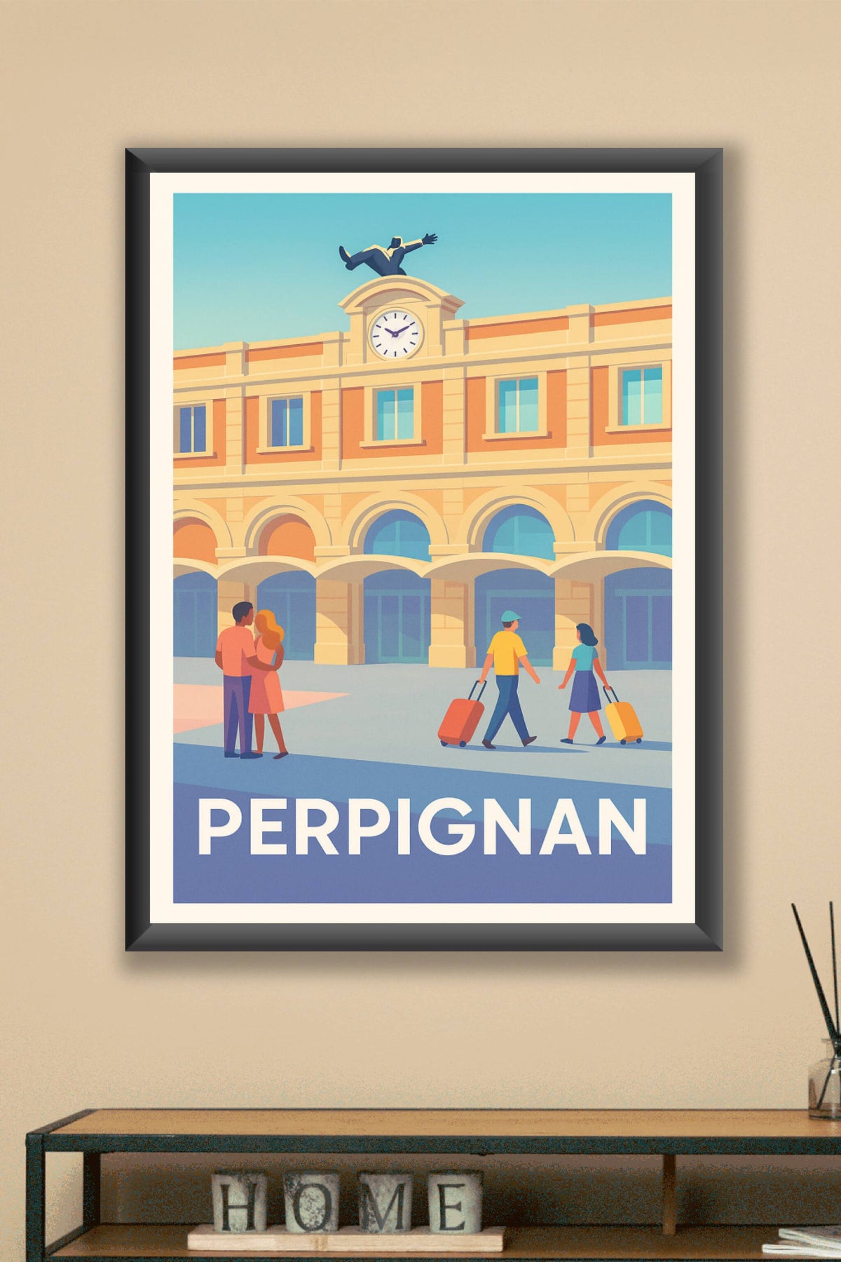 Affiche Perpignan — Charme et voyage au cœur de la gare · poster d'art de Perpignan