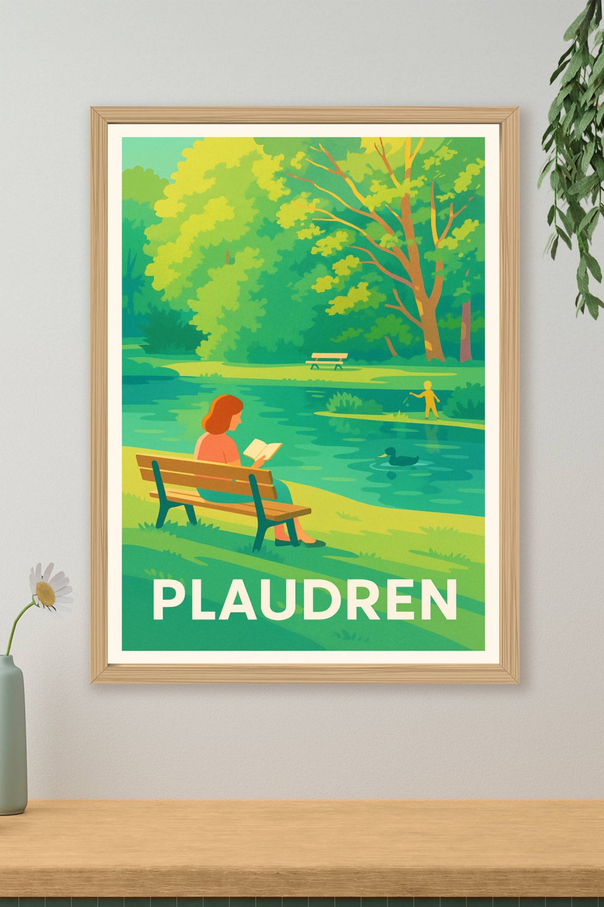Affiche Plaudren — Sérénité au bord de l'eau · poster d'art de Plaudren