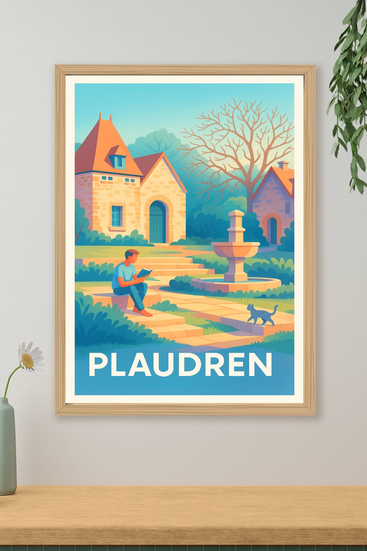 Affiche Plaudren — Sérénité et douceur de la campagne bretonne · poster d'art de Plaudren