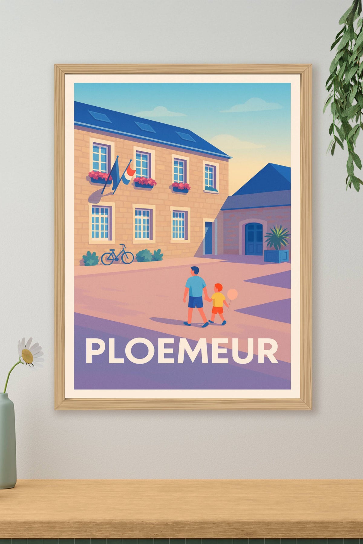 Affiche Ploemeur — Douce promenade au cœur de la ville · poster d'art de Ploemeur