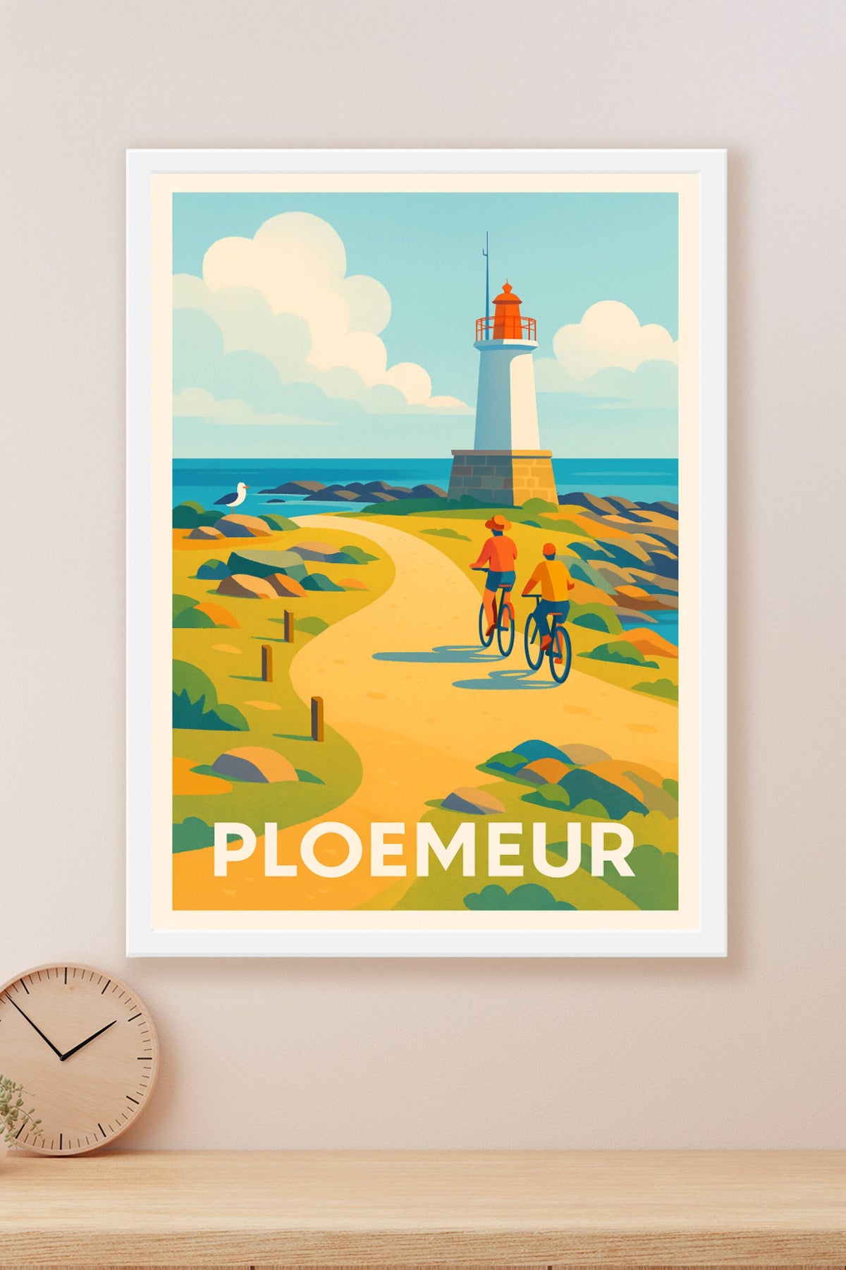 Affiche Ploemeur — Balade au phare sur la côte bretonne · poster d'art de Ploemeur