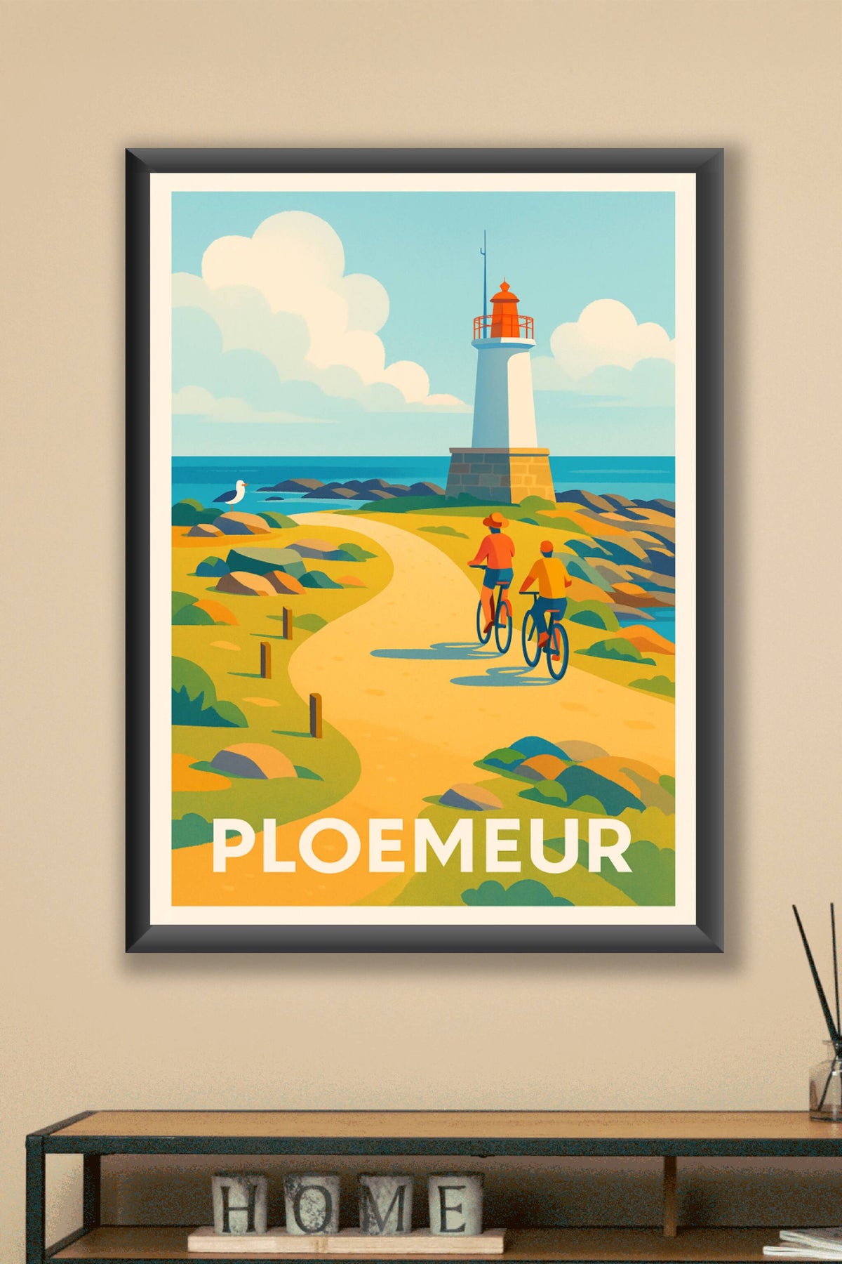 Affiche Ploemeur — Balade au phare sur la côte bretonne · poster d'art de Ploemeur