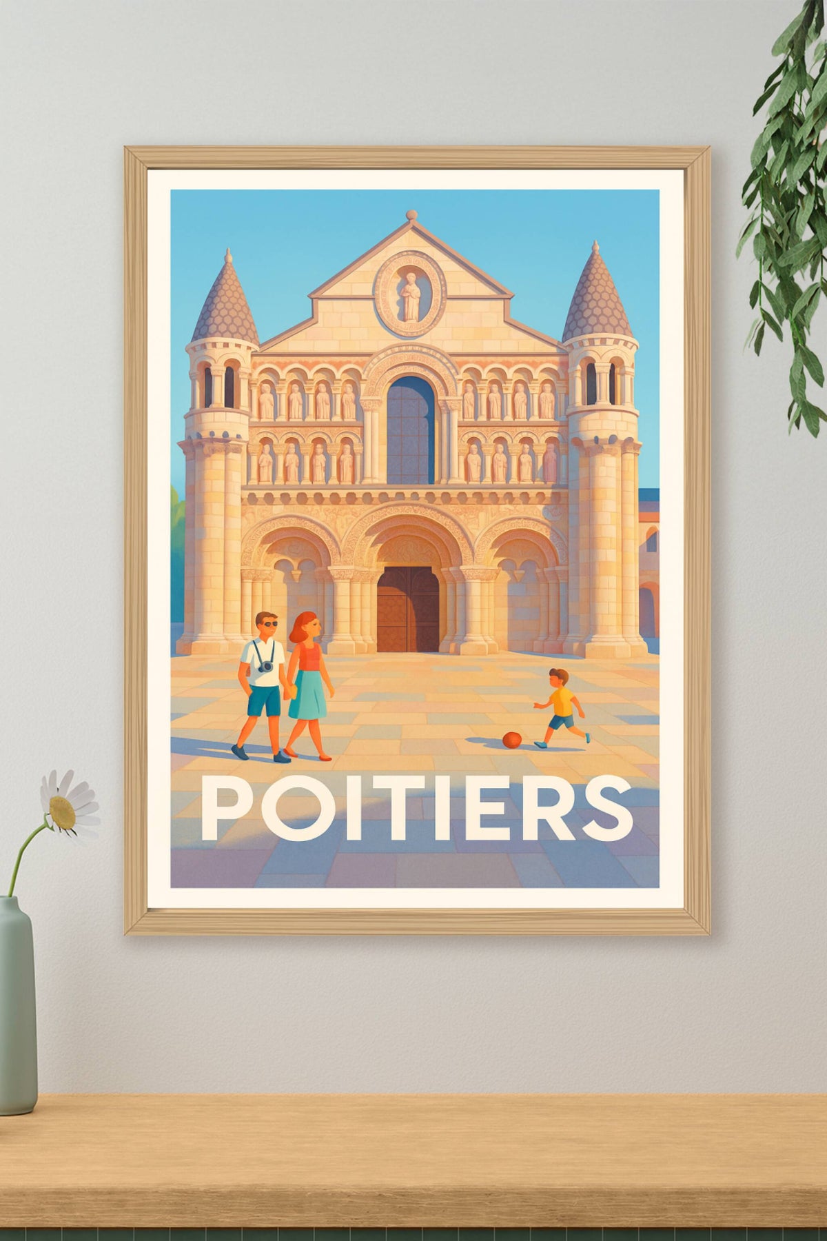 Affiche Poitiers — Balade ensoleillée au cœur historique · poster d'art de Poitiers