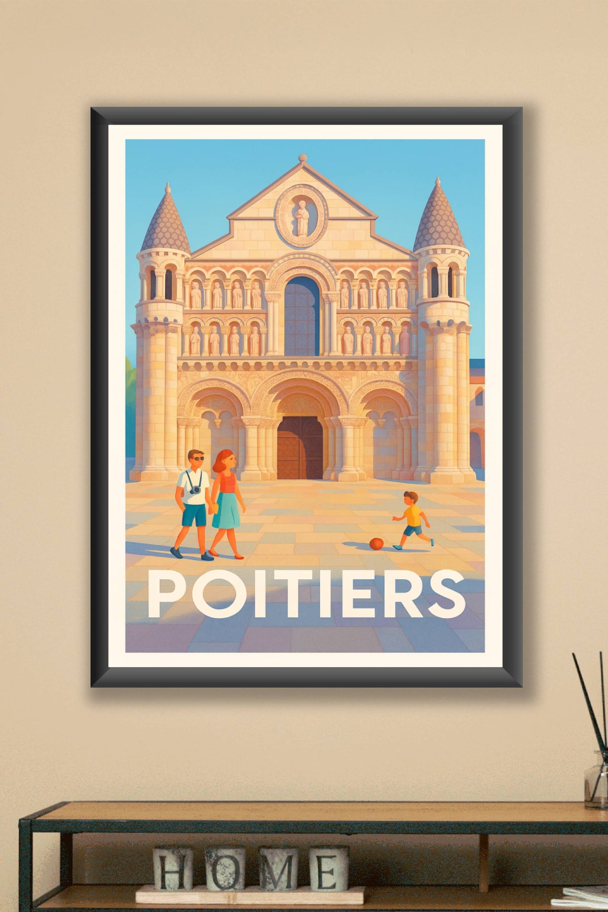 Affiche Poitiers — Balade ensoleillée au cœur historique · poster d'art de Poitiers