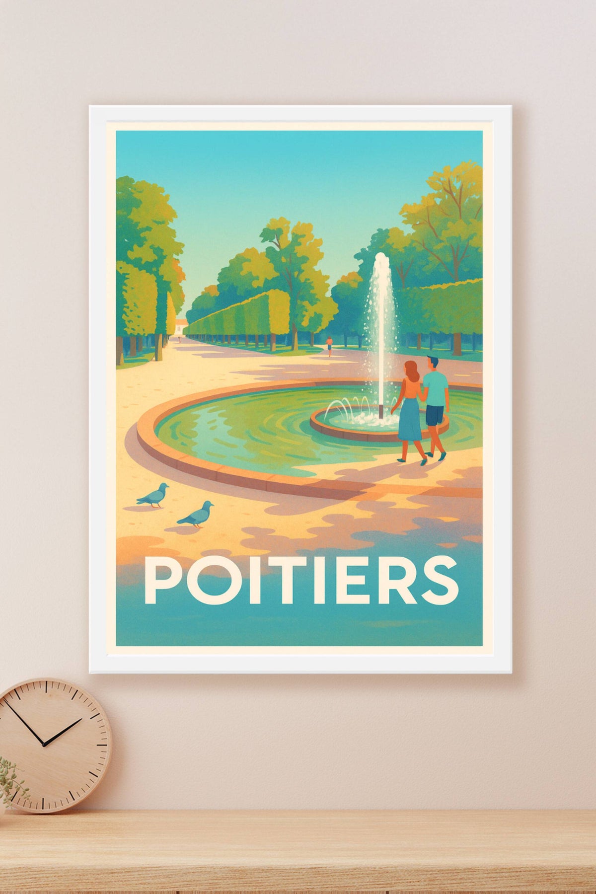 Affiche Poitiers — Une promenade ensoleillée au parc · poster d'art de Poitiers