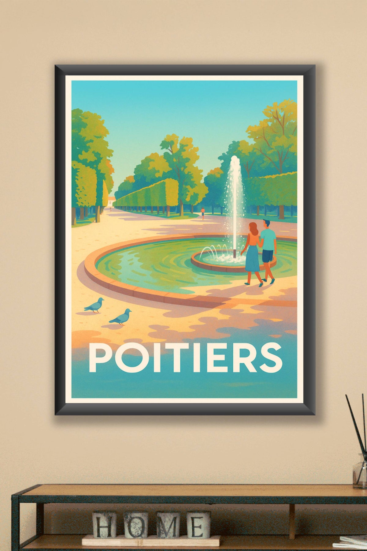Affiche Poitiers — Une promenade ensoleillée au parc · poster d'art de Poitiers