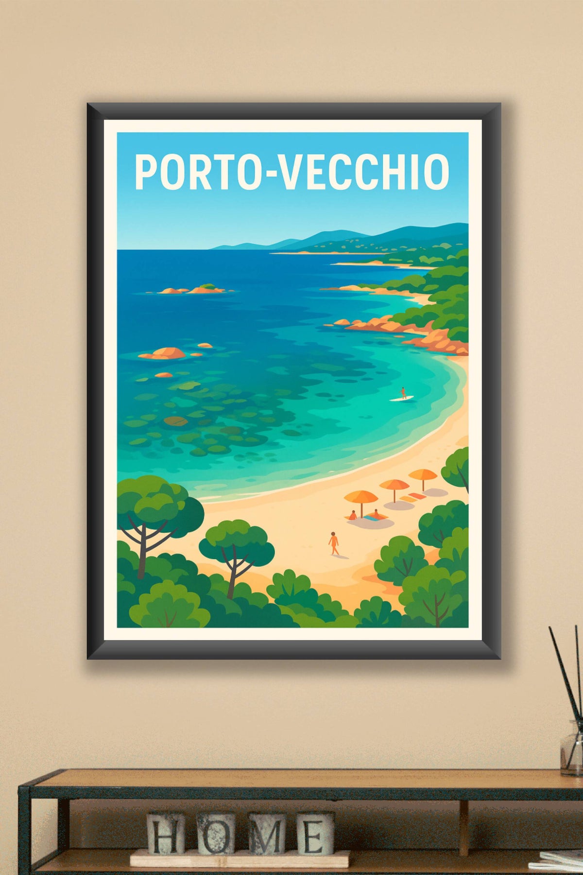 Affiche Porto-Vecchio — Escapade Méditerranéenne ensoleillée · poster d'art de Porto-Vecchio