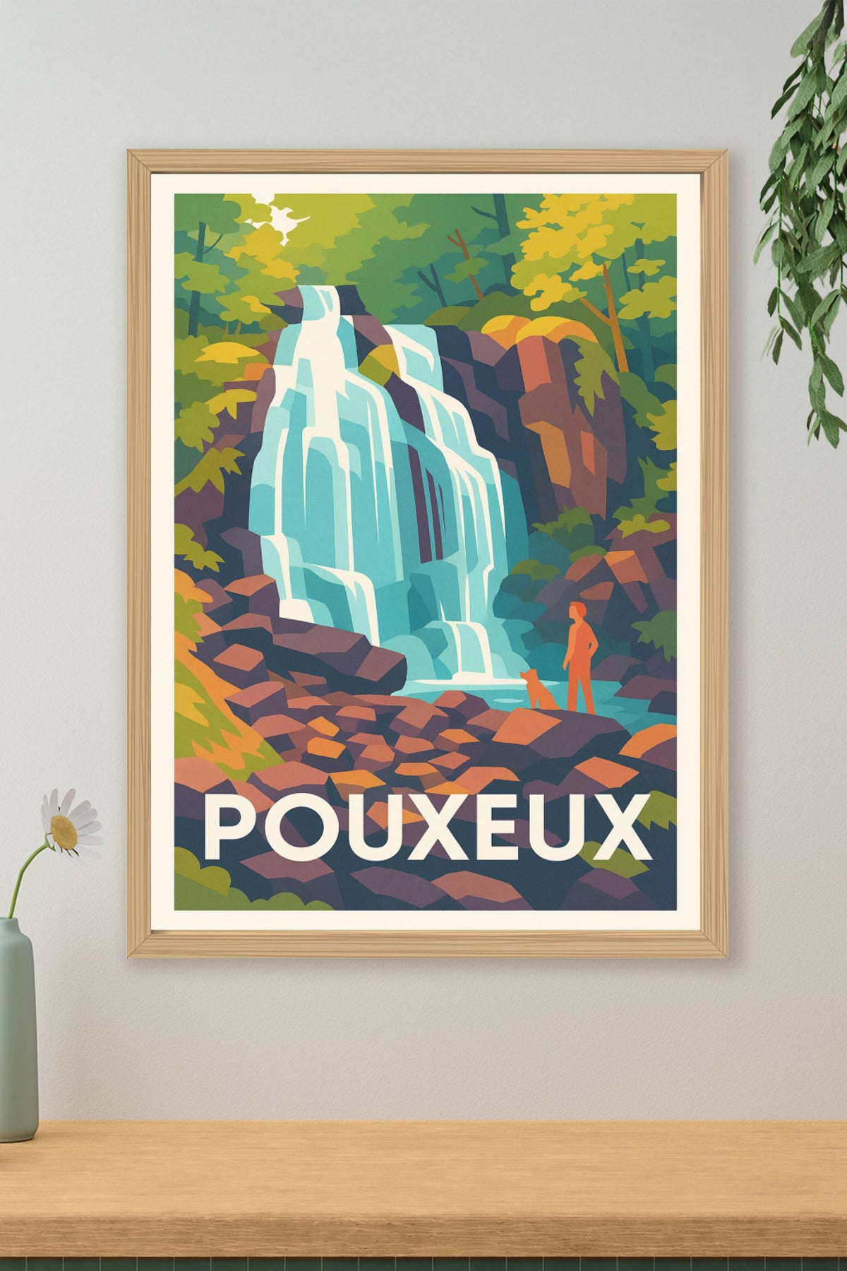Affiche Pouxueux — La cascade naturelle en pleine nature · poster d'art de Pouxueux