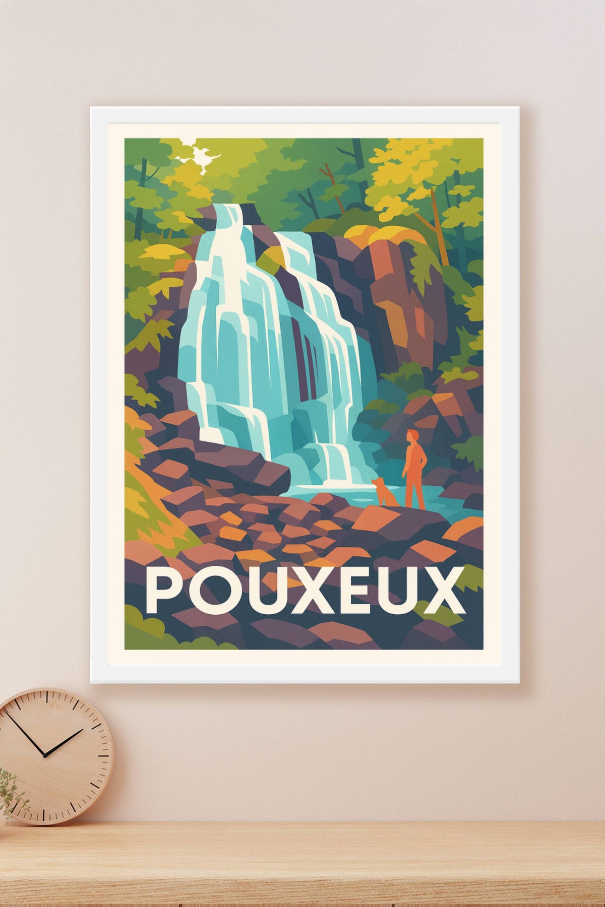 Affiche Pouxueux — La cascade naturelle en pleine nature · poster d'art de Pouxueux